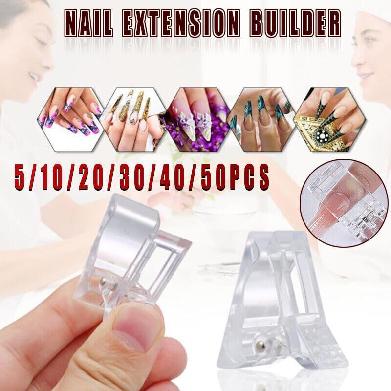 5-50PCS Nail Tips Clip Clamps for Poly Gel Quick Building Extension Builder Tool, 0.2-1 Inch Size Range image number 4