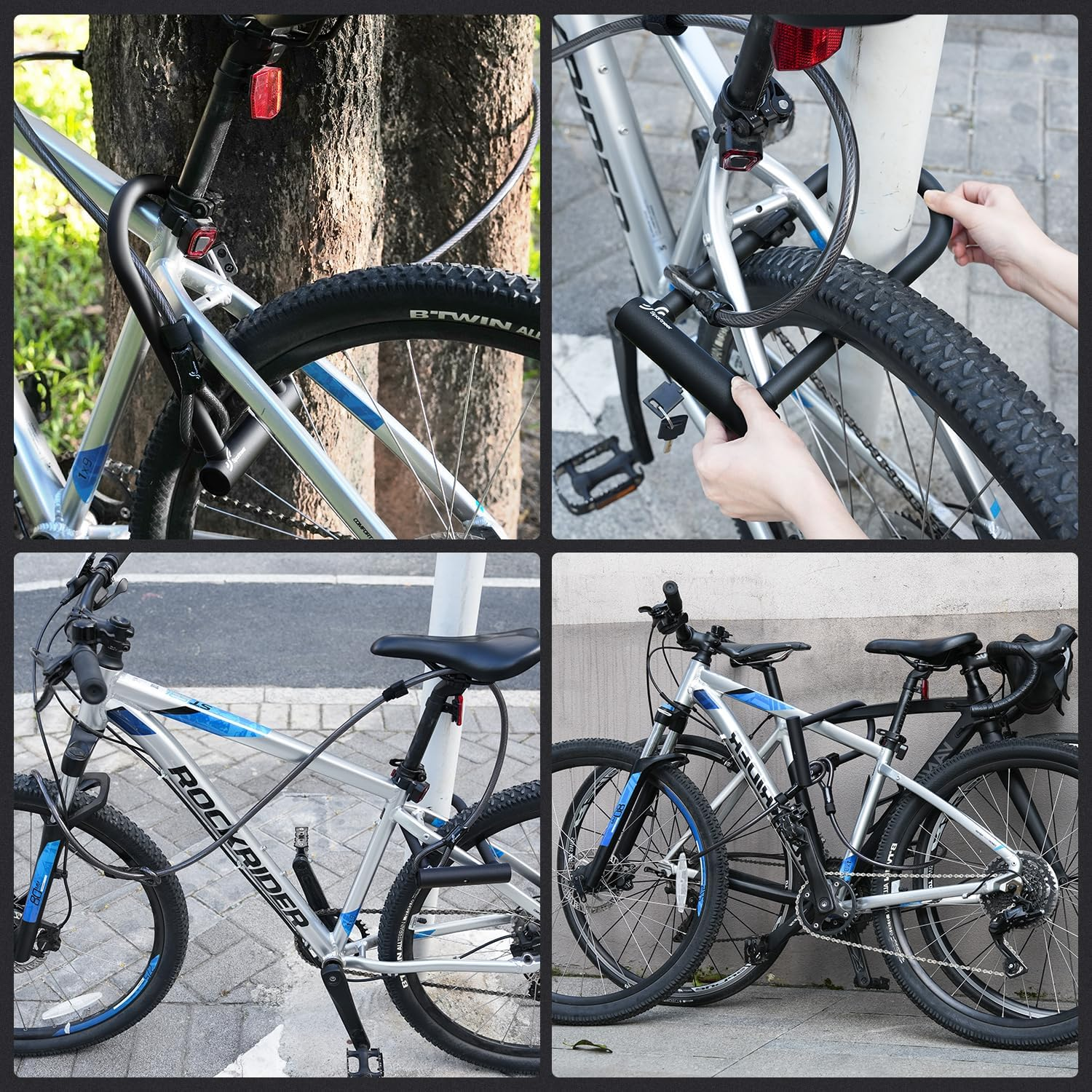 Sportneer Bike Lock: Heavy Duty Bike U Lock with 1.8M Security Steel Cable - 18Mm Shackle Bicycle U-Locks with Keys and Sturdy Mounting Bracket for Road Mountain Bike Bicycle image number 5