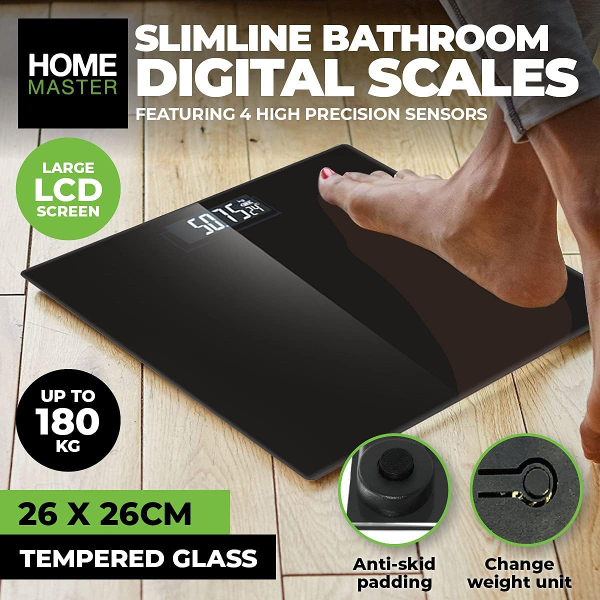 Home Master Slimline Digital Bathroom Scale, Black image number 1