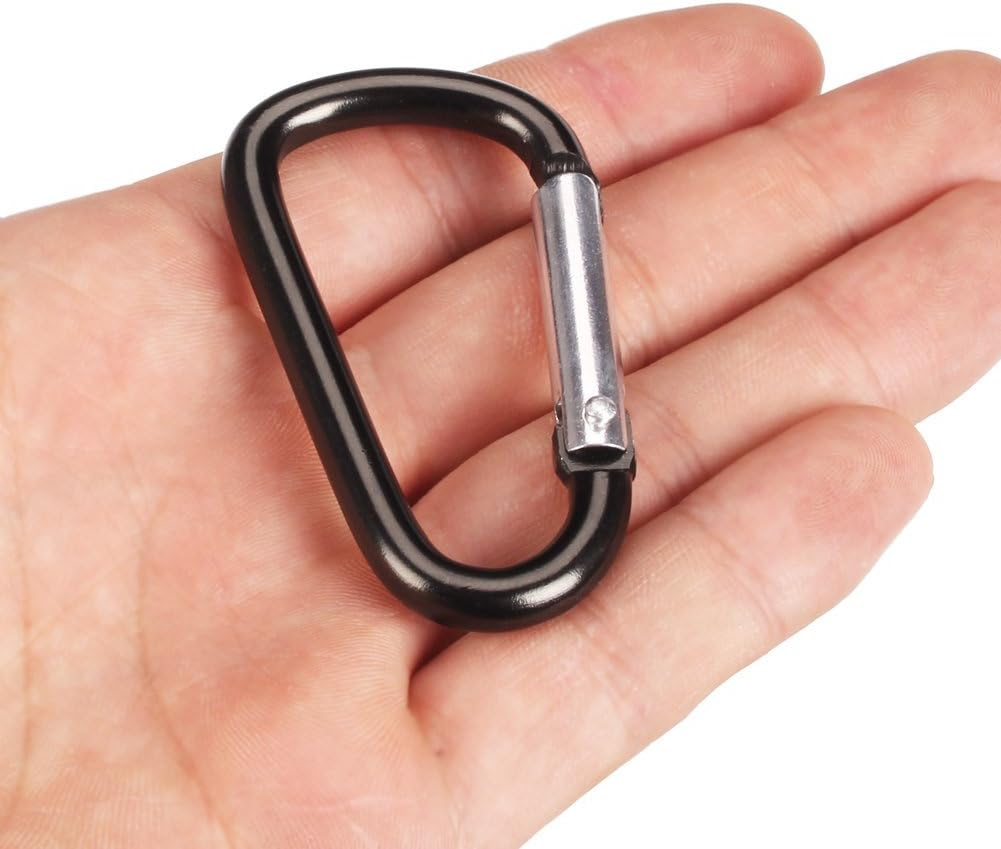 SAMLOO 20 Pack 2.5" D Shape Aluminum Large Carabiner Clip Lock Hooks Spring Snap Keychain Durable Spring-Loaded Gate Carabiners for Home, Outdoor, Sports Backpack image number 4