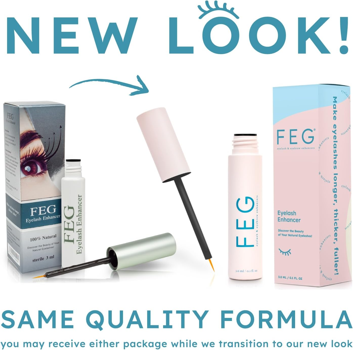 FEG Eyelash Enhancer Eye Lash Rapid Growth Serum Liquid 100% Original 3Ml (3 Pack)