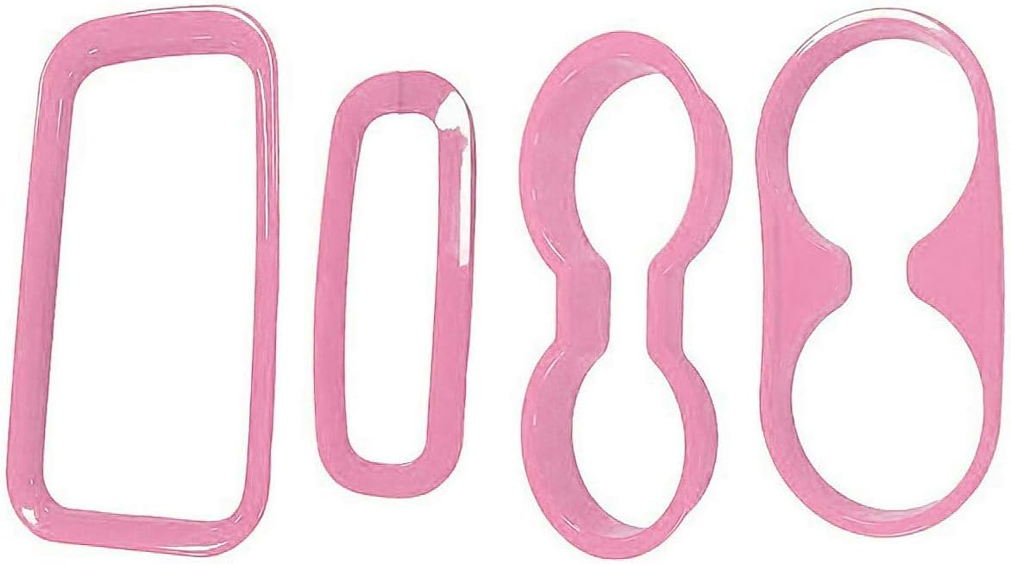 E-Cowlboy Inner Front and Rear Water Cup Holder Trim,Gear Box Trim and Transfer Case Trim 4 Pcs for Jeep Wrangler JK & Unlimited 2/4 Door 2011-2017 (Pink) - Blue image number 4
