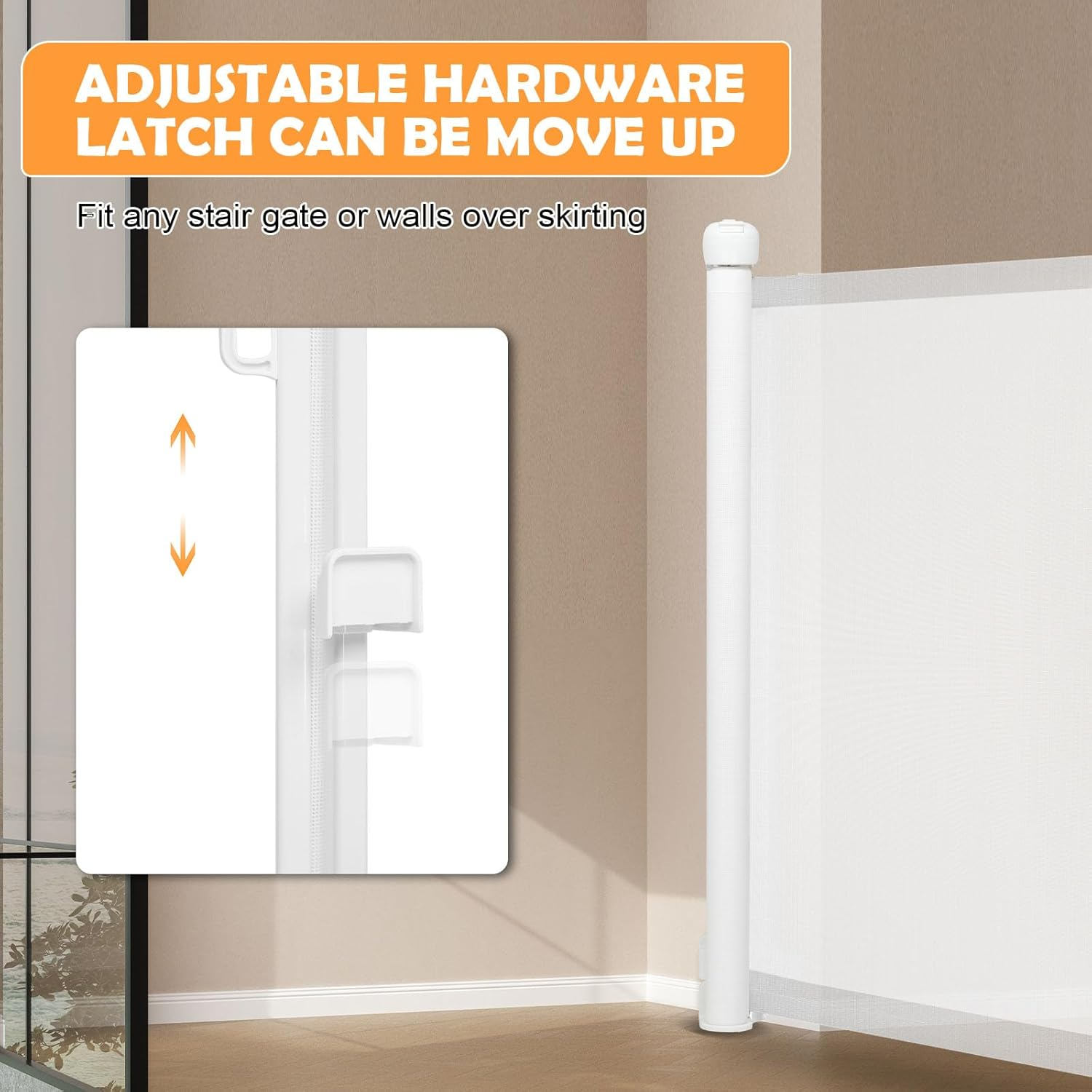 Retractable Safety Gate - Upgraded Stair Gates for Dogs, 180X86Cm Stair Safety Gates Pets, Easy Operation Dog Gate, Stair Gates for Baby/Pet Indoor Outdoor image number 2