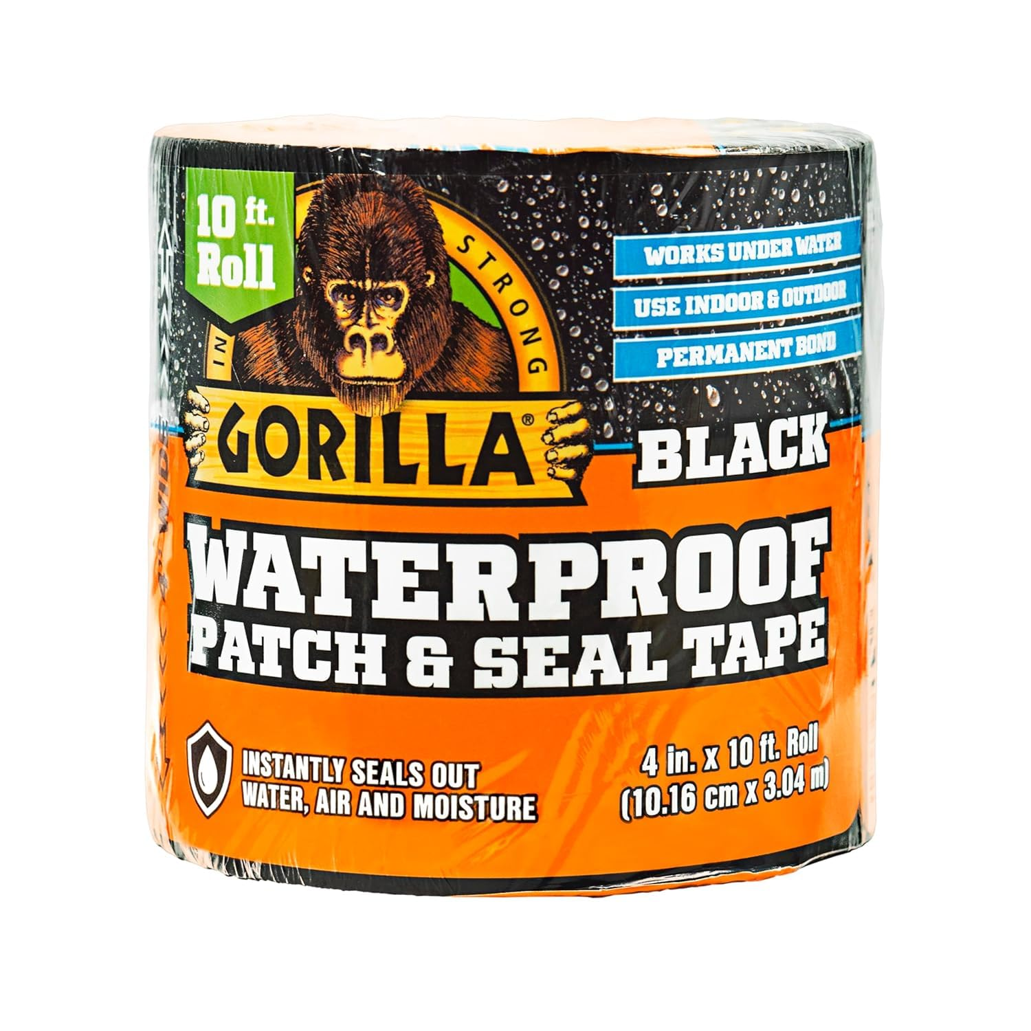 Gorilla Waterproof Patch and Seal Tape 4" X 10' Black, (Pack of 1)