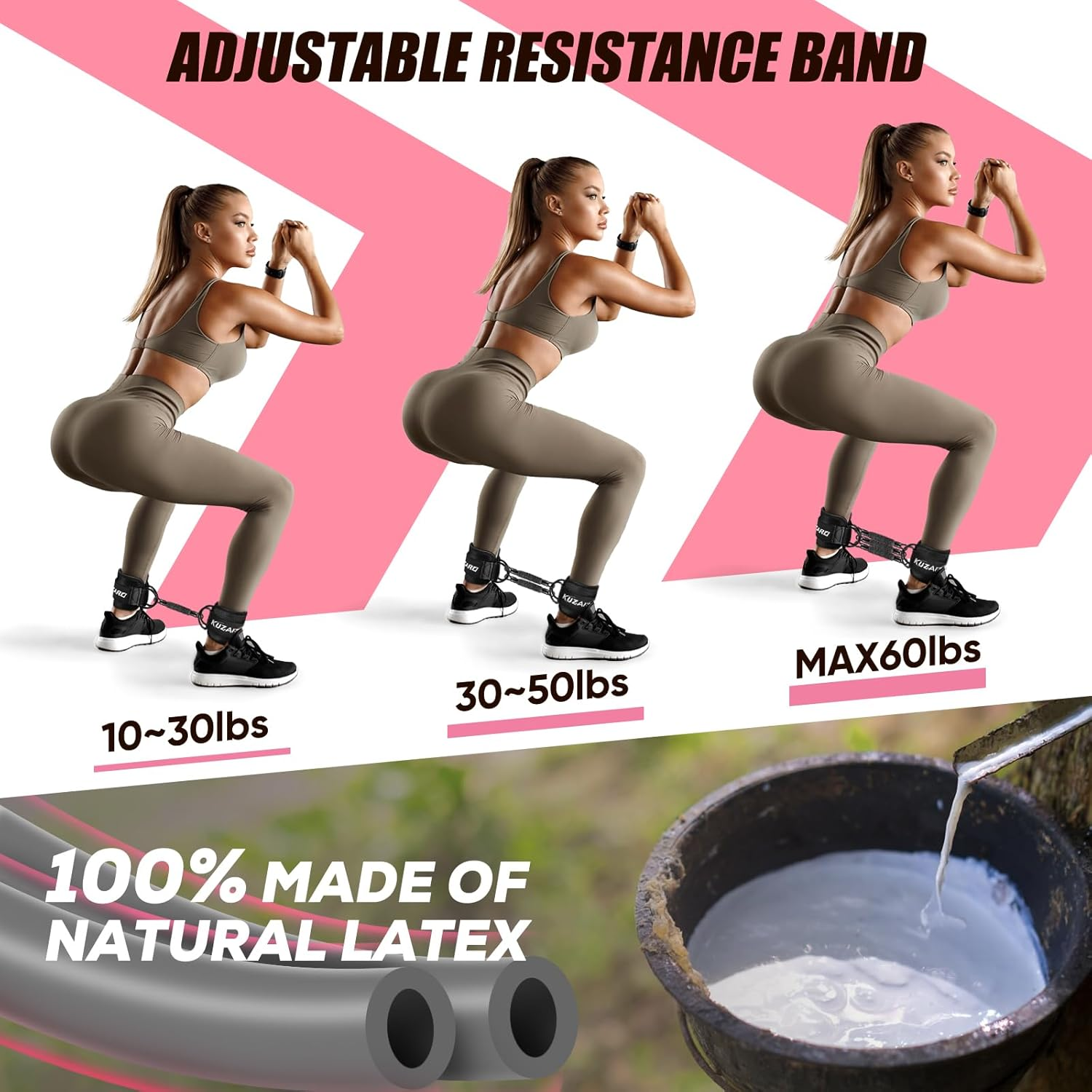 Resistance Bands Set with Ankle Straps, Glutes Workout Equipment, Ankle Bands for Working Out, Butt Exercise Equipment for Women Legs and Glutes - Perfect for Home Workouts and Fitness Training image number 5