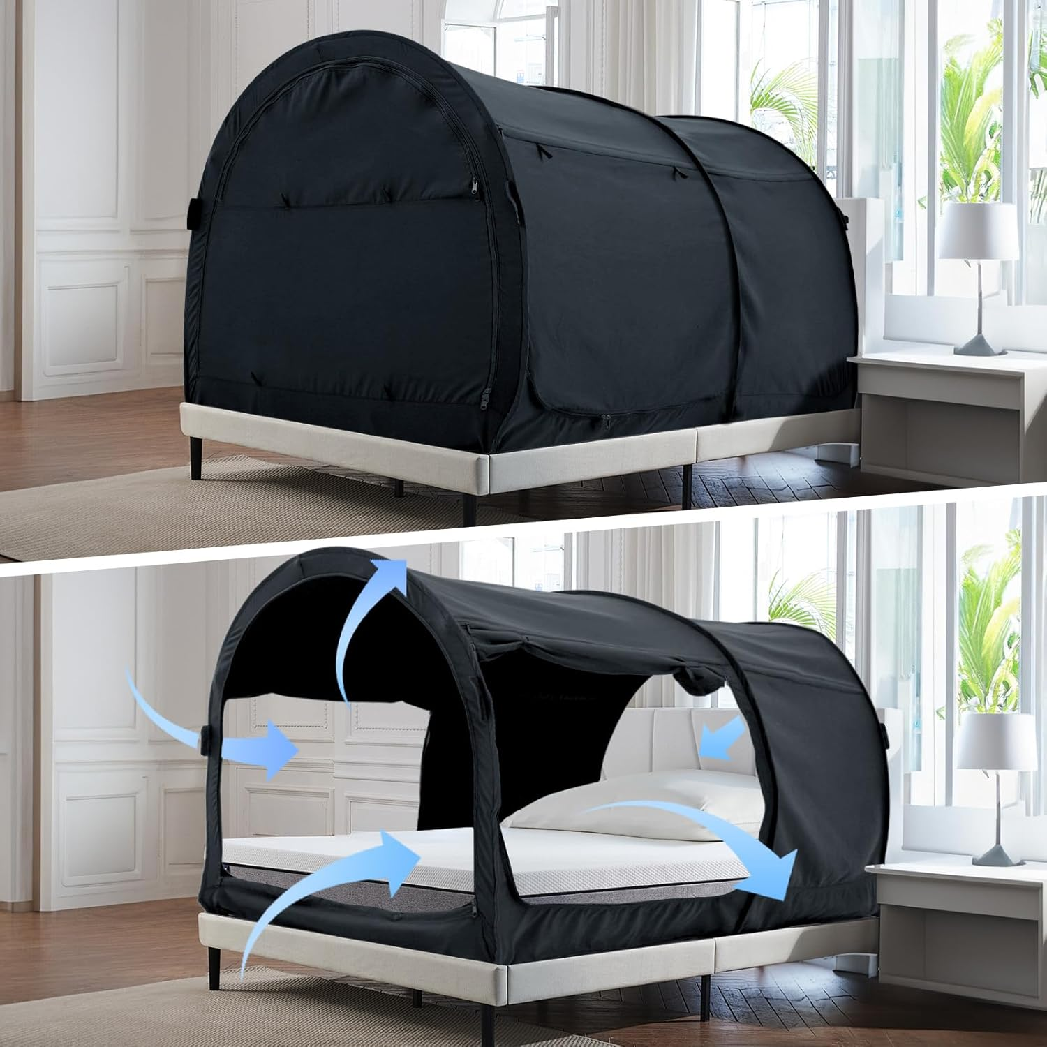 Alvantor Bed Canopy Tents Dream Privacy Space Sleeping Tents Indoor Pop up Portable Frame Curtains Breathable Cottage (Mattress Not Included) Reducing Light image number 1