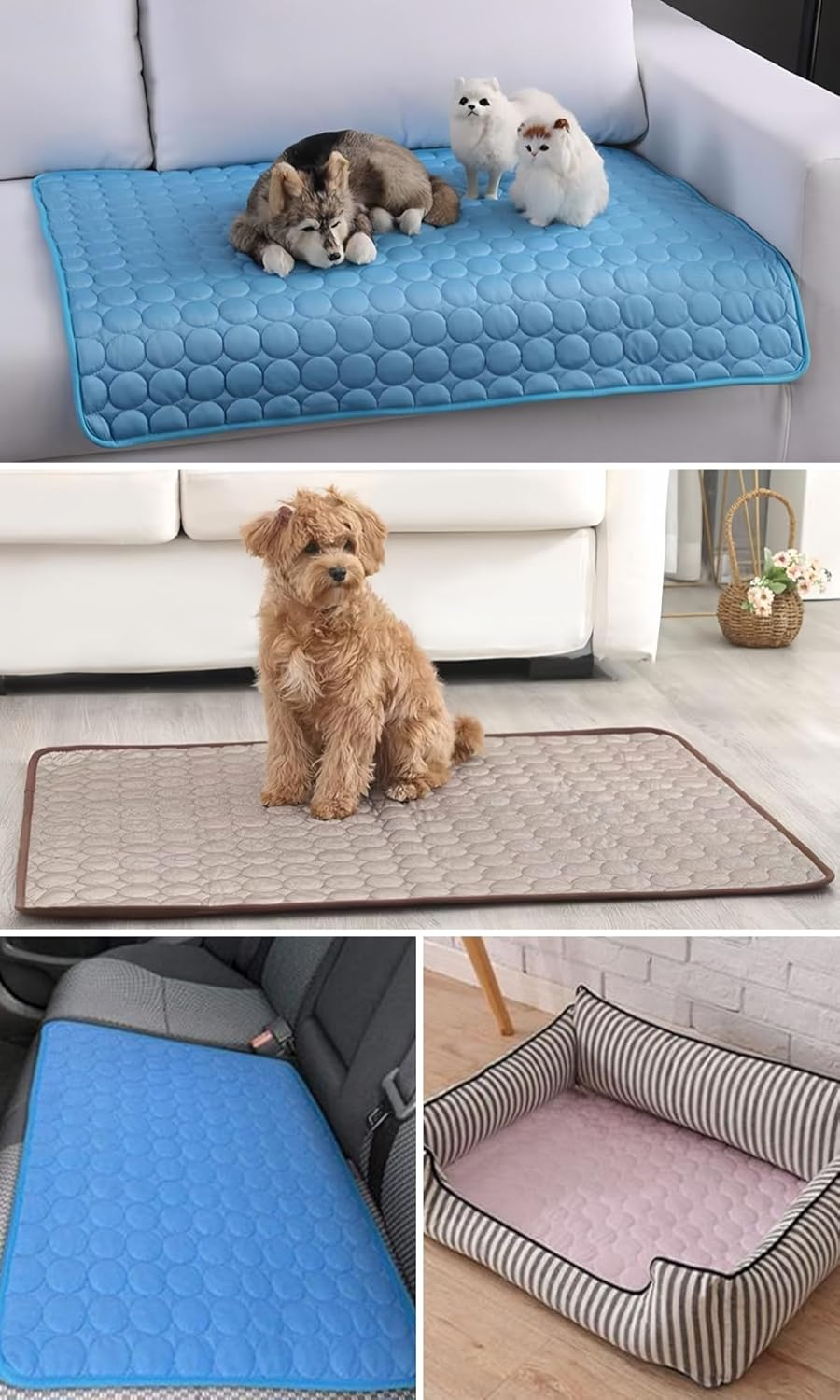 LEZUAN Cooling Mat Dogs, Self-Cooling Dog Mat, Cooling Blanket Cats, Non-Toxic Cooling Pad for Pets, Washable Dog Cold Mat for Indoor, Outdoor and Car (Blue, 55 X 70 Cm) image number 2