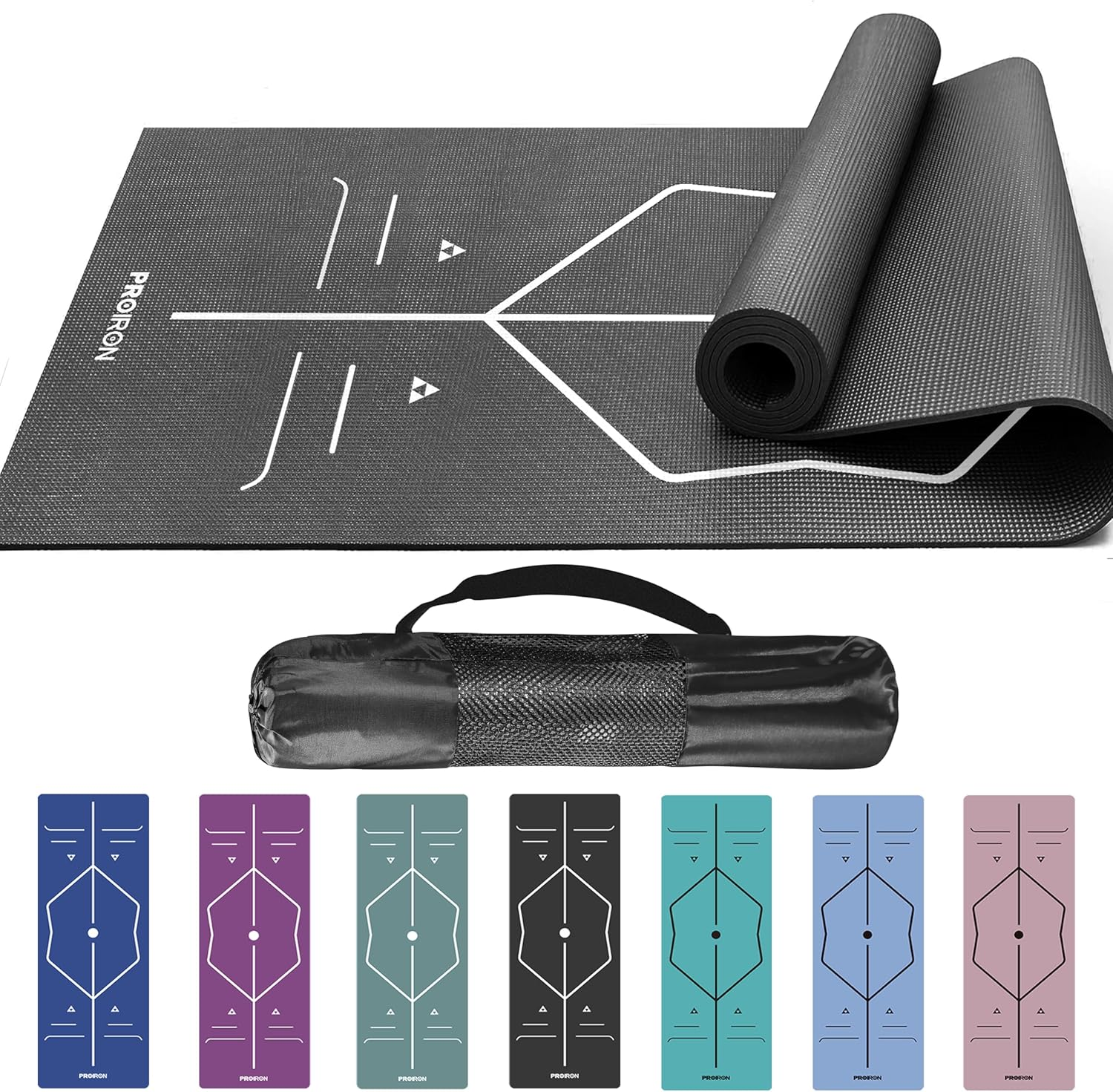 PROIRON Yoga Mat Patented Alignment System Exercise Mat Non Slip Pilates Mat for All Types of Yoga, Pilates & Floor Workouts with Carrying Bag (1730 X 610 X 4Mm)