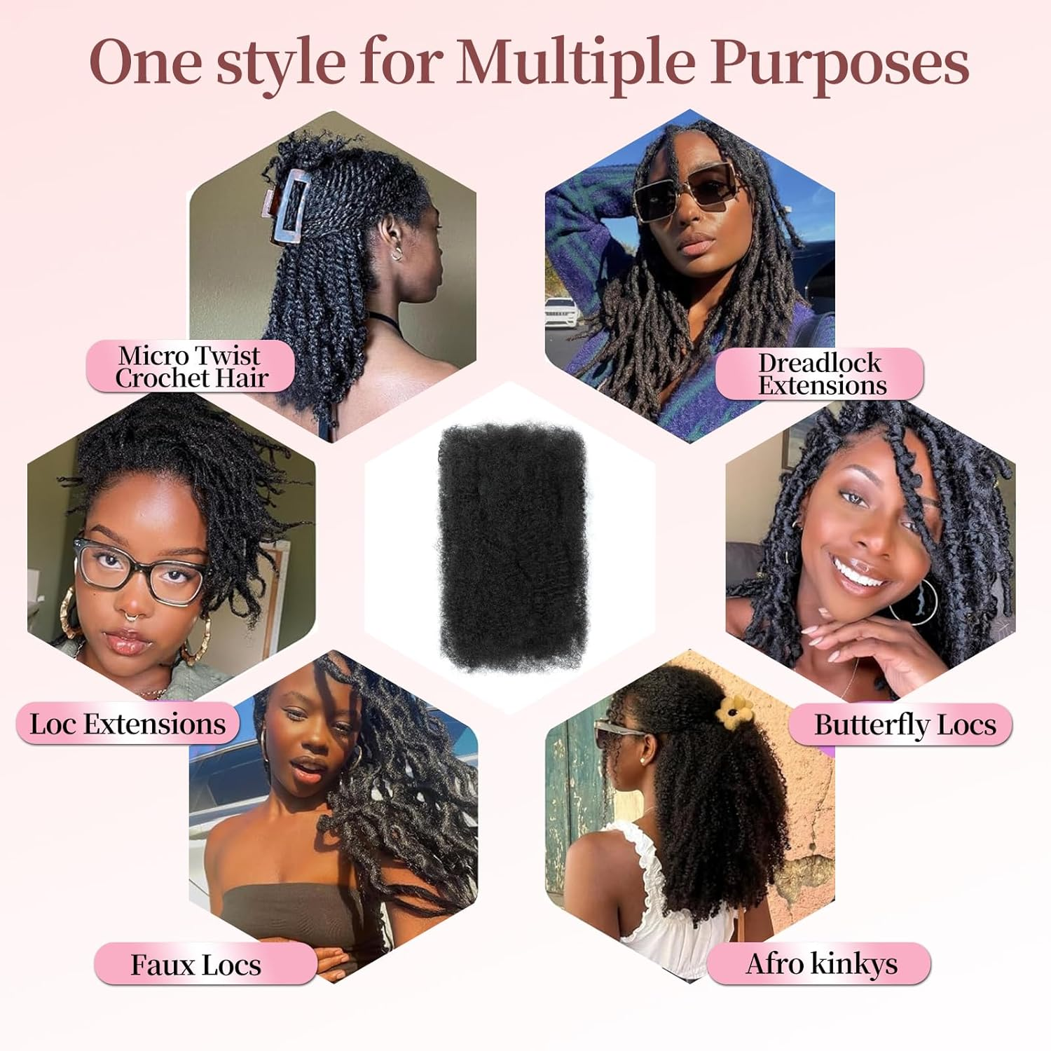 SHIHERESH 8 Inch Afro Kinky Curly Braiding Hair Bulk for Dreadlock Extensions 3 Bundles Marley Twist Hair Bulk for Micro Locs Spring Afro Twist Braids and Repair Locs (4#, 30 G/Pack)