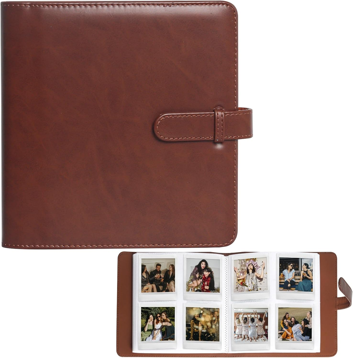 Photo Album with 288 Pockets Compatible with Fujifilm Instax Square SQ1/SQ6/SQ10/SQ20/SQ40 Camera & Sp-3/Square Link Mobile Printer, PU Leather Mini 3 Inch Album for Instax Square Film Photo (Brown)