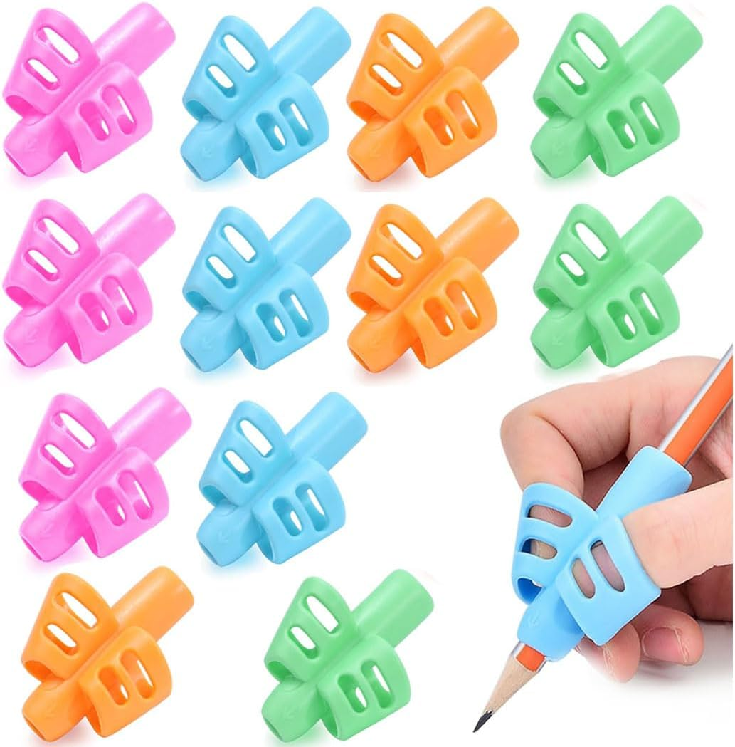Idopick 12 Pack Pencil Grips for Kids Handwriting, Toddler Pencil Grippers Holder Posture Correction, Pen Grips Trainer for Beginners Preschoolers Kindergarten Children image number 1