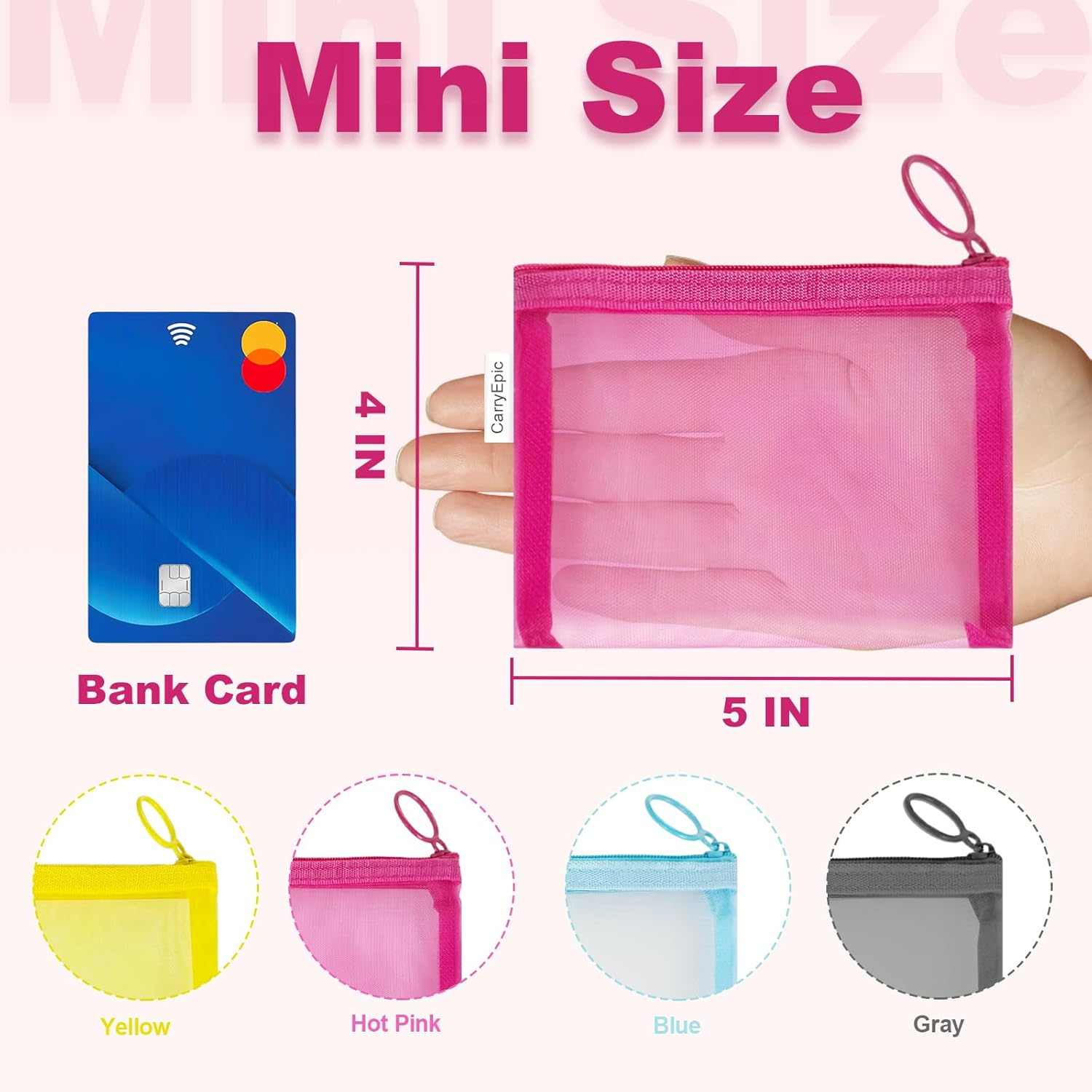 Nylon Makeup Bag Cosmetic Pouches Travel Organizer Case for Purse Diaper Bag Home Organizing Striped Multi Size, Mix 4 Colors, Mini 4 Colors 4 Pcs, Fashion