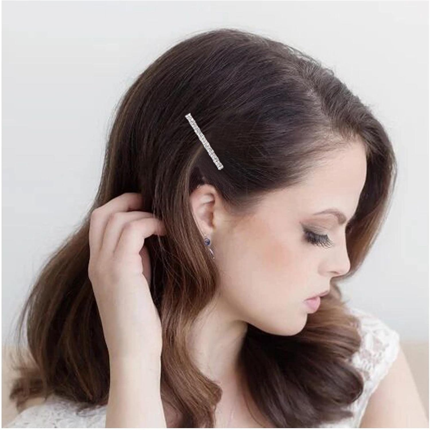 Yheakne Boho Crystal Hair Clip Pen Gold CZ Bar Hair Clip Barrette Vintage Hair Clip Pins Decorative Hair Clip Rhinestone Bar Hair Clip Shiny Bridal Hair Accessories for Women and Girls (Gold A) image number 6