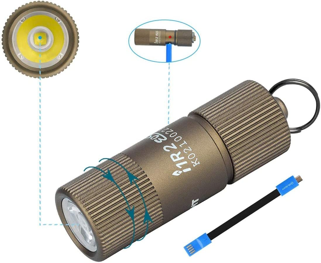OLIGHT I1R 2 EOS Keychain Torch Max 150 Lumens＆Max 6 H＆Max 40 M Tiny Rechargeable Flashlight with Key Ring Light for Night, Repair, Gift (Desert Tan)