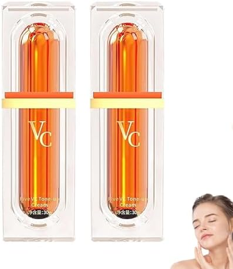 Swarous Makeup Cream, Swarous Vitamin C Makeup Tone up Cream, Five Vitamin C, Moisturizing Lady Plain Face Non Greasy for All Skin Types (2Pcs)