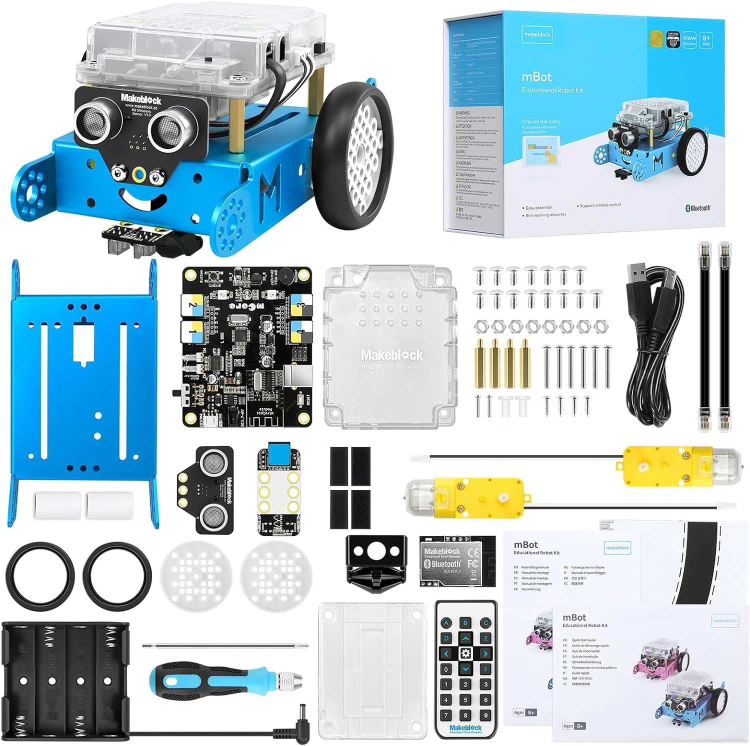 Makeblock Mbot Robot Kit with Scratch Coding Box, Robotics for Kids Ages 8-12 to Learn to Code with Scratch & Arduino, STEM Toys Robot Kits for Kids Age 8-12, Programming for Boys and Girls Age 8+