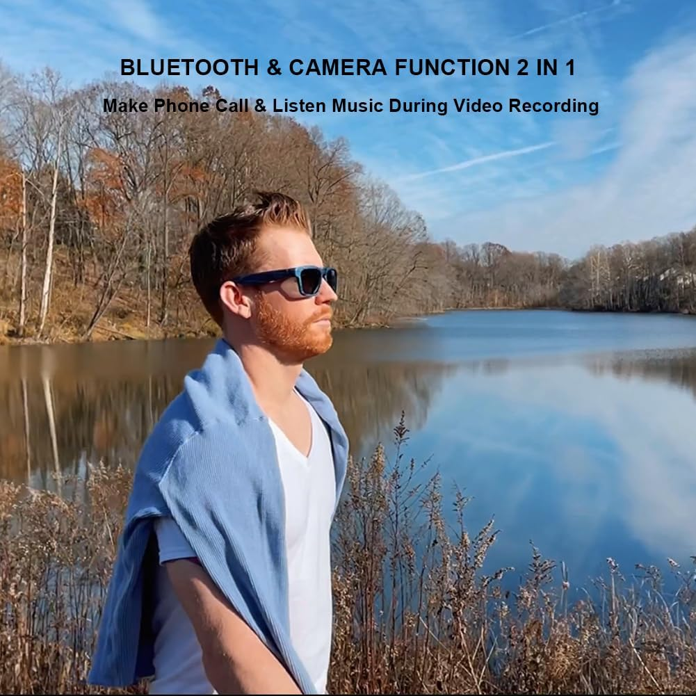 Oho Smart Glasses, Camera & Bluetooth Sunglasses with Open Ear Speaker Athletic/Outdoor Sports,Polarized UV Protection,Unisex image number 1