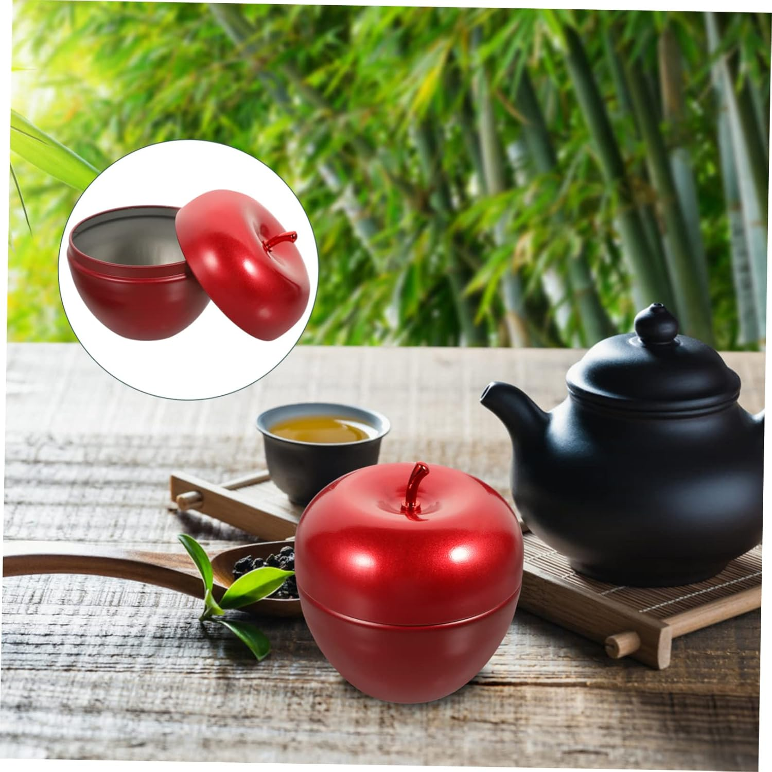 OATIPHO 10Pcs Sealed Candy Storage Jars Lids Apple Shape Tea Cans for Kitchen Home Tea Jar Decor image number 3