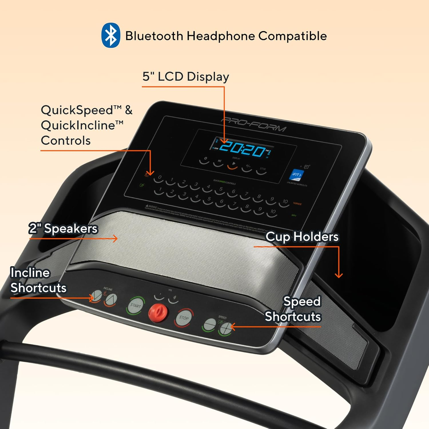Proform Carbon TL Treadmill - Perfect for Walking and Running With: 16 KPH Digital Quickspeed Control, 5&rdquo; Multi-Colour Display, Foldable Space Saving Design for Easy Storage and Bluetooth Enabled. image number 5
