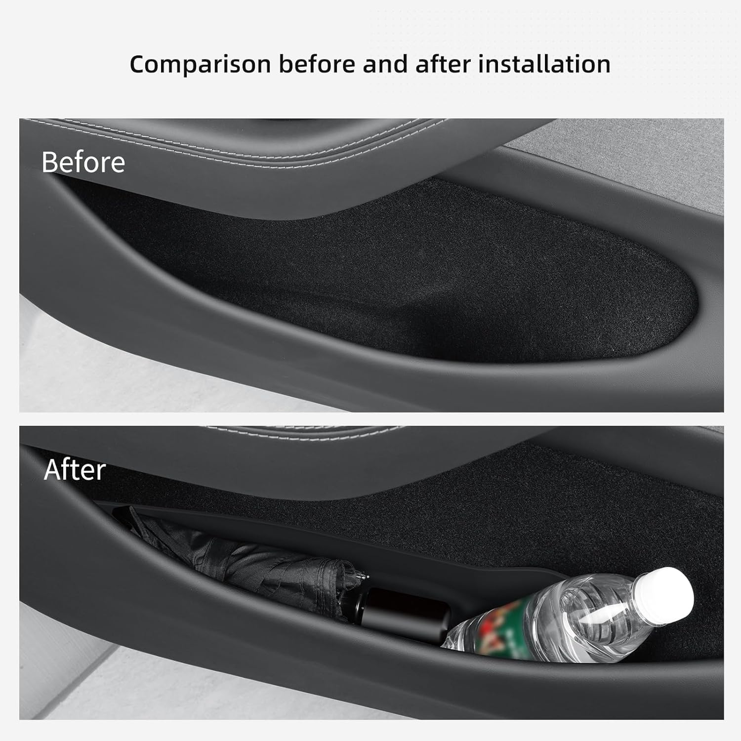 4PCS Door Side Pocket Storage Box Compatible with Tesla Model Y Juniper 2025 Front & Rear Door Pocket Inner Organizer Trays TPE Compatible with Model Y Juniper Accessories (Black) image number 2