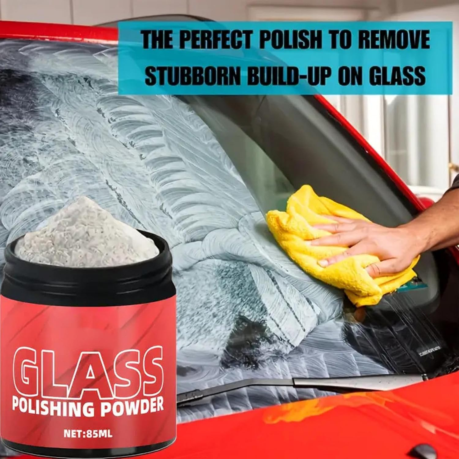 Jiimhte Polish Powder for Glass, 85Ml Windshield Polishing Compound Powder, Automotive Repair Cleaner Scratch Remover for Restoration Refurbishment Window Headlight Truck SUV image number 2