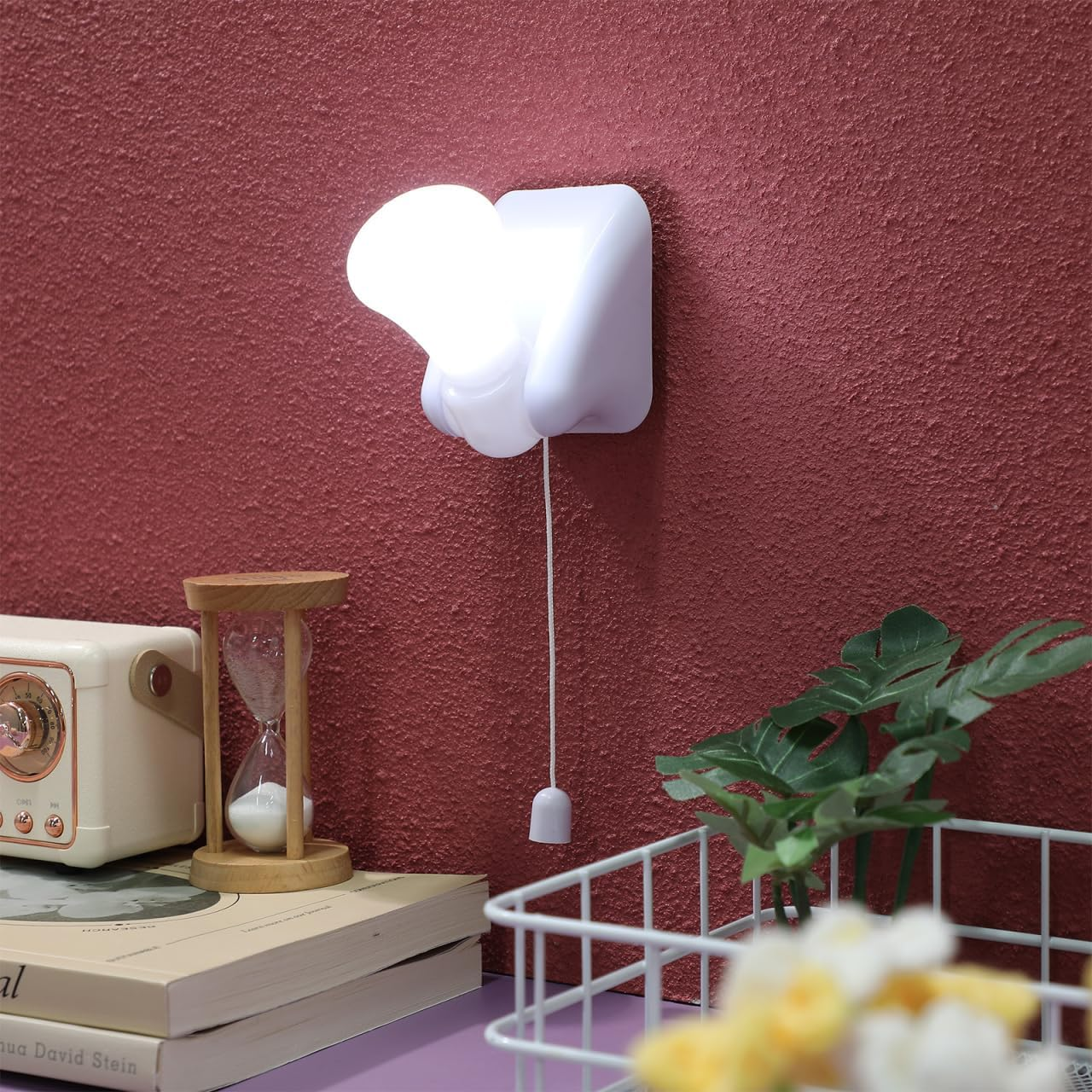 Minkissy Battery Operated Wall Lights Portable Pull Cord Wall Mount Wire Led Bulb for Outdoor Indoor image number 4