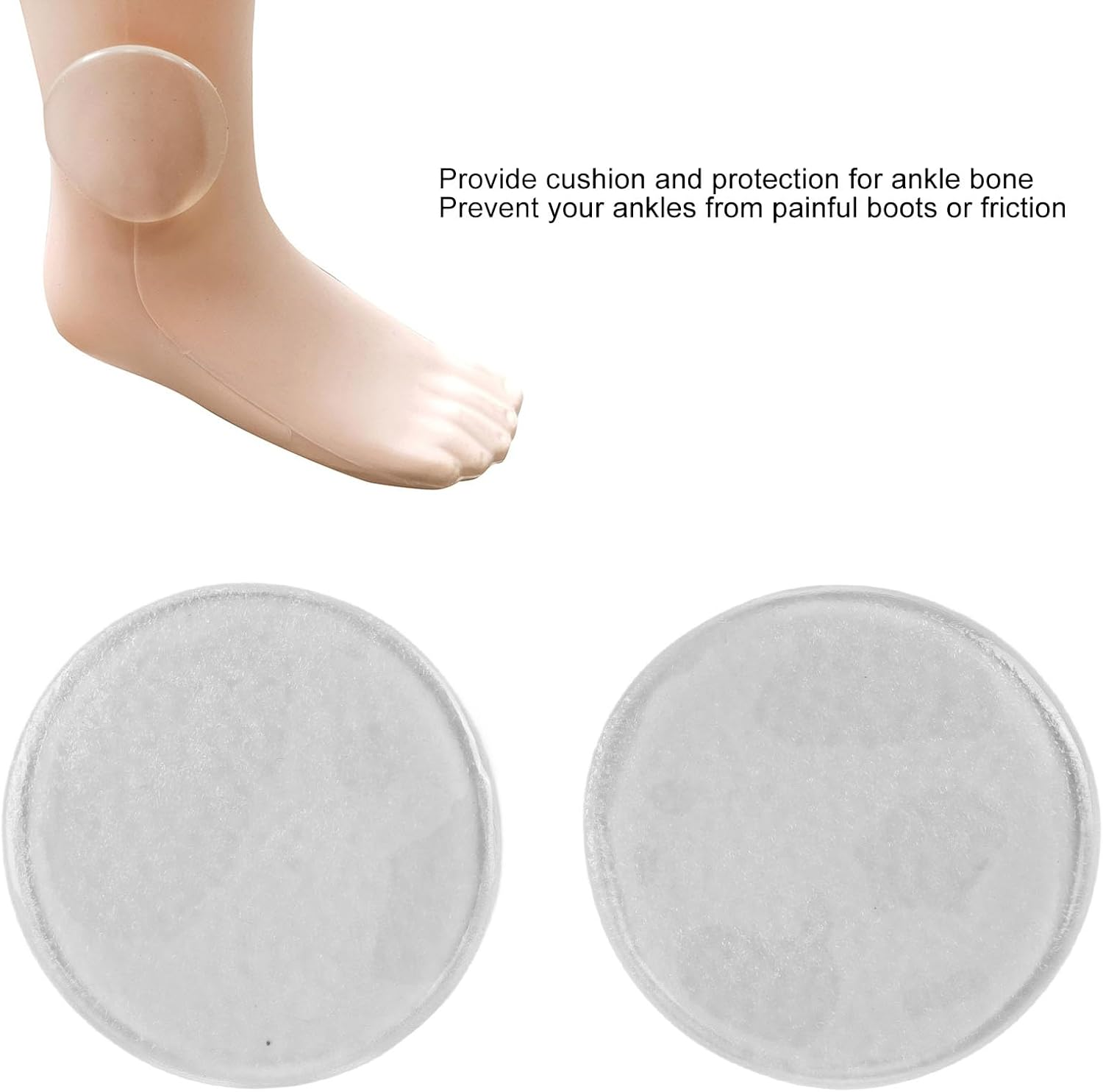 Ankle Gel Discs, Ankle Gel Pad, Relieve Pressure Improve Circulation Ankle Cushion Pad, 2Pcs Heel Pads Shoe Pads for Ice Skating, Hockey, Roller Skating, Inline, Hiking, Riding