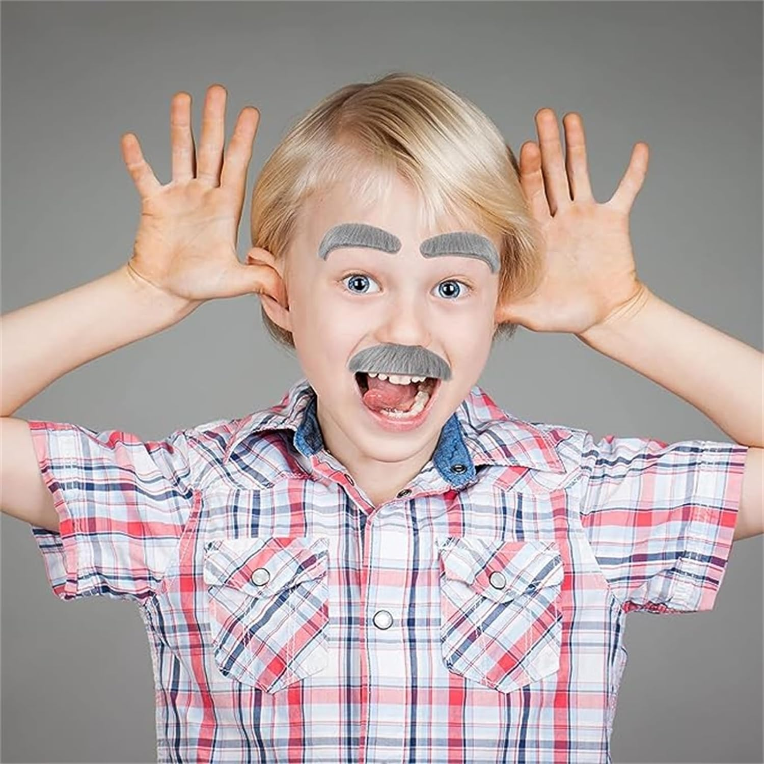 6 Pieces/Set Grandpa Dress up Set, Wig Hat, Grandpa Glasses, Eyebrow Mustache Stickers for Halloween Costume Party Cosplay Party 100 Days of School Costumes image number 4