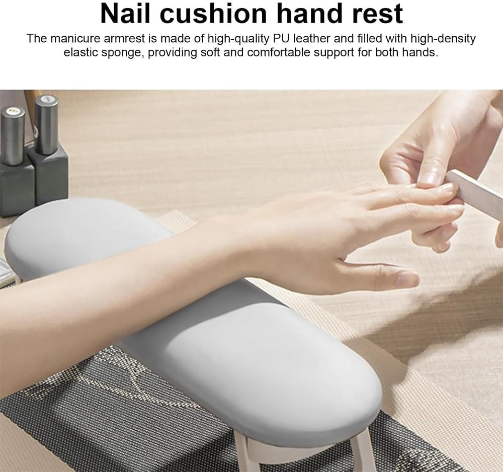 Foldable Nail Manicure Hand Rest Cushion with Soft PU Leather Mat, Portable Nail Arm Rest Pillow for Salon and Home Use, Comfortable Support for Nail Art and Acrylic Nails image number 1