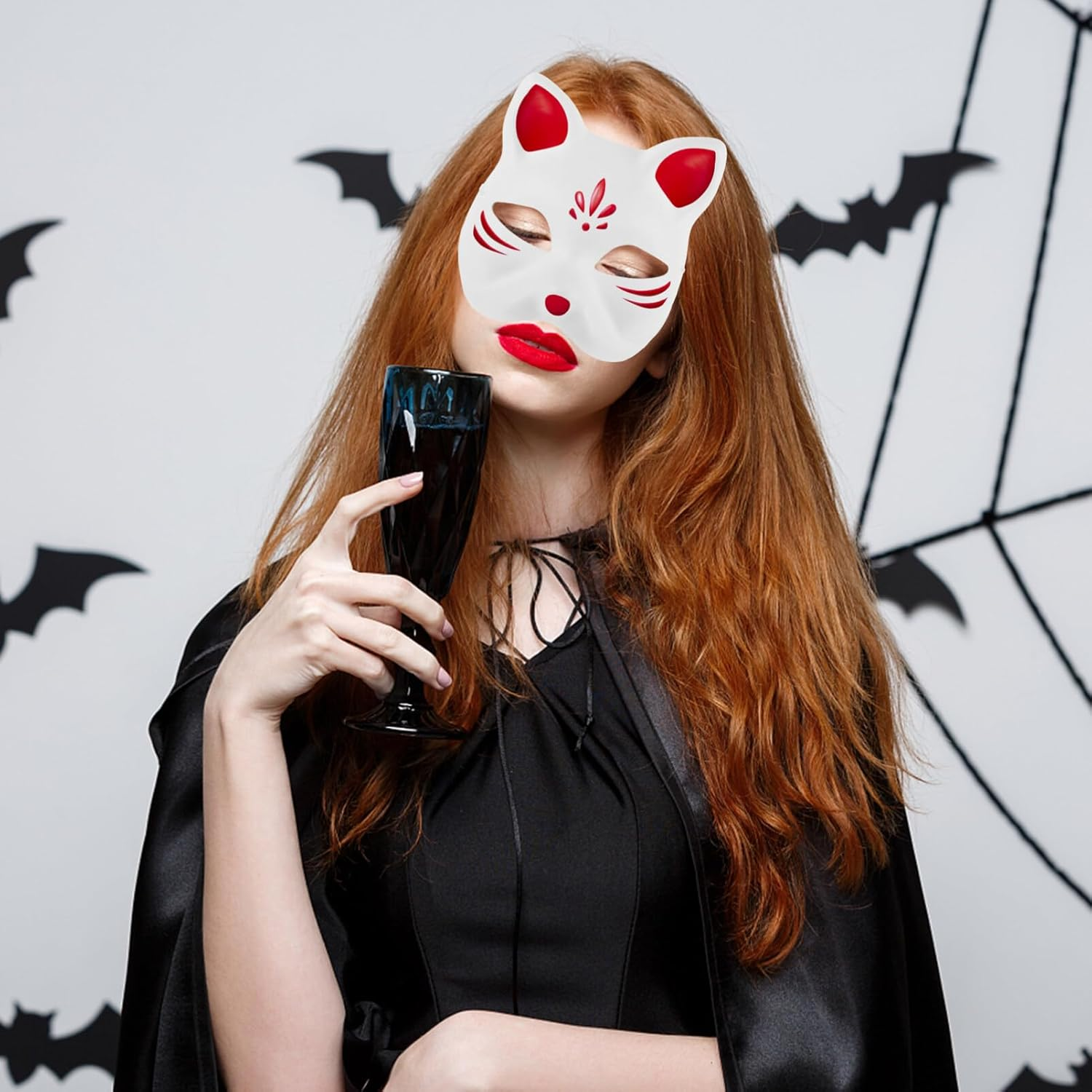 5Pcs Cat Mask Therian Masks White Paper Fox Masks Blank Therian Masks Unpainted Wolf Animal Half Facemasks DIY Masquerade Mask image number 6