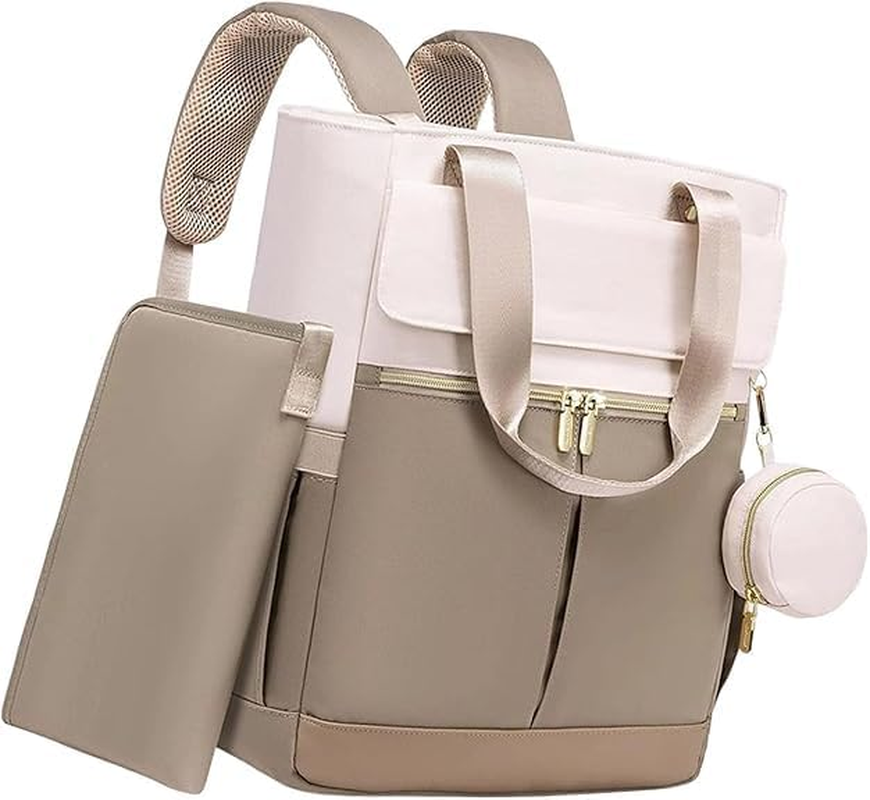 Baby Diaper Bag Backpack, Large Waterproof Travel Diaper Bag with Changing Pad, Insulated Bottle Pockets, Pacifier Case, Convertible Tote, for Unisex Baby (Coffee Beige) image number 2
