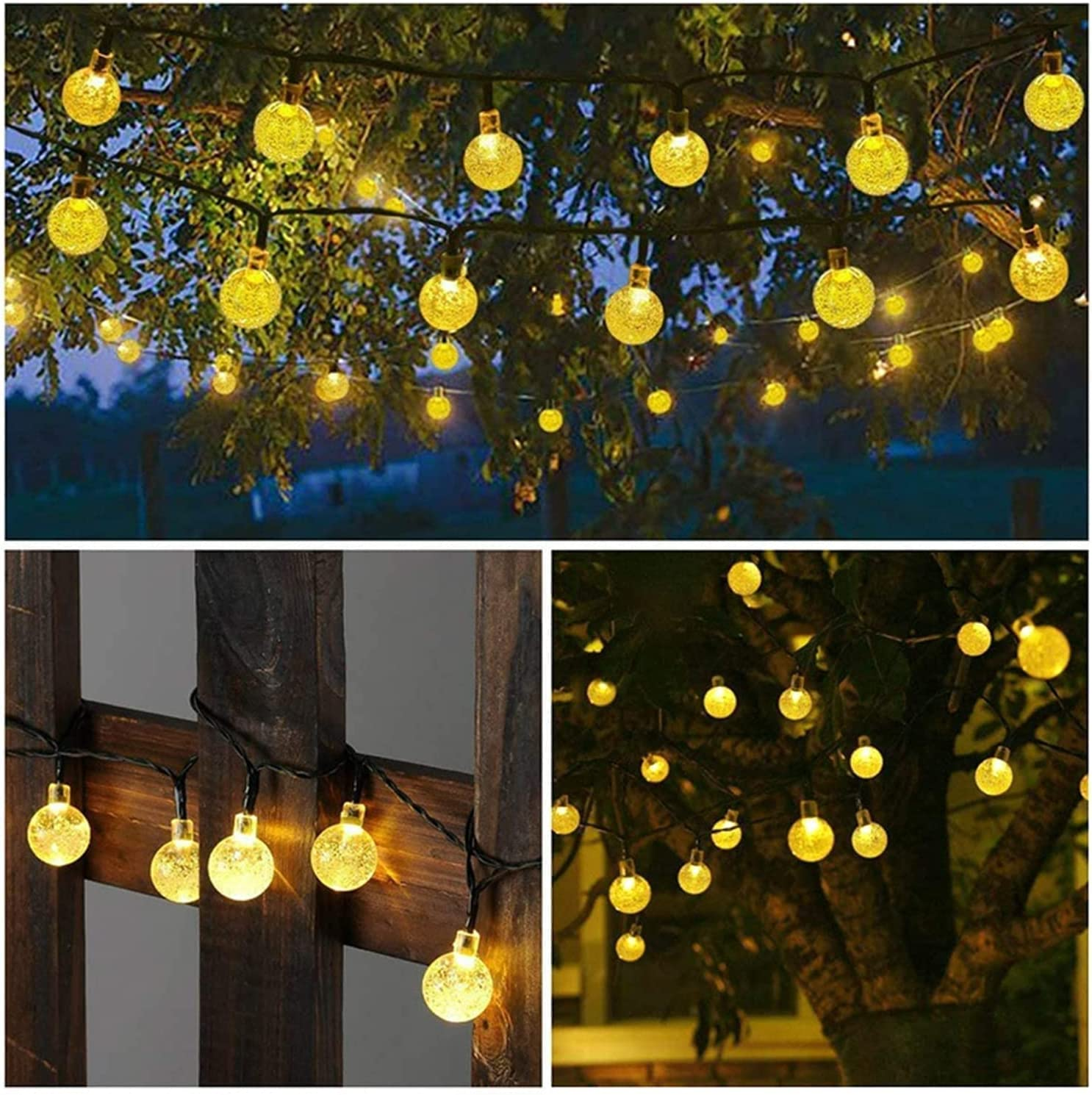 YOXUE LED Solar Ambient Lights, 42Ft/13M 100 LED 8 Mode Solar String Lights, Waterproof Solar Outdoor Christmas Lights for Garden, Patio, Fence, Balcony, Christmas Tree Decorations (Warm Colors) image number 1