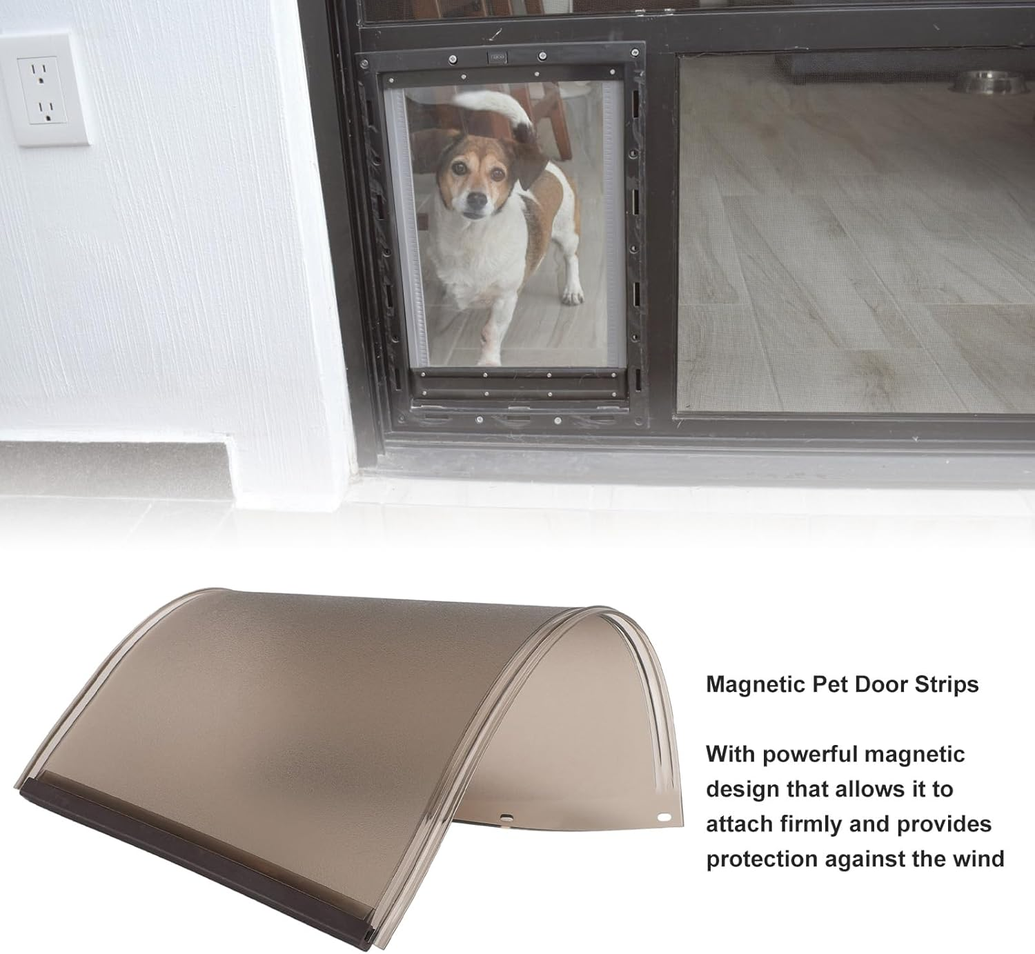 Gernie Dog Door Flap Replacement, Medium, White/Black/Brown, Plastic, Magnetic Closure, Suitable for Average-Sized Dogs and Households image number 4