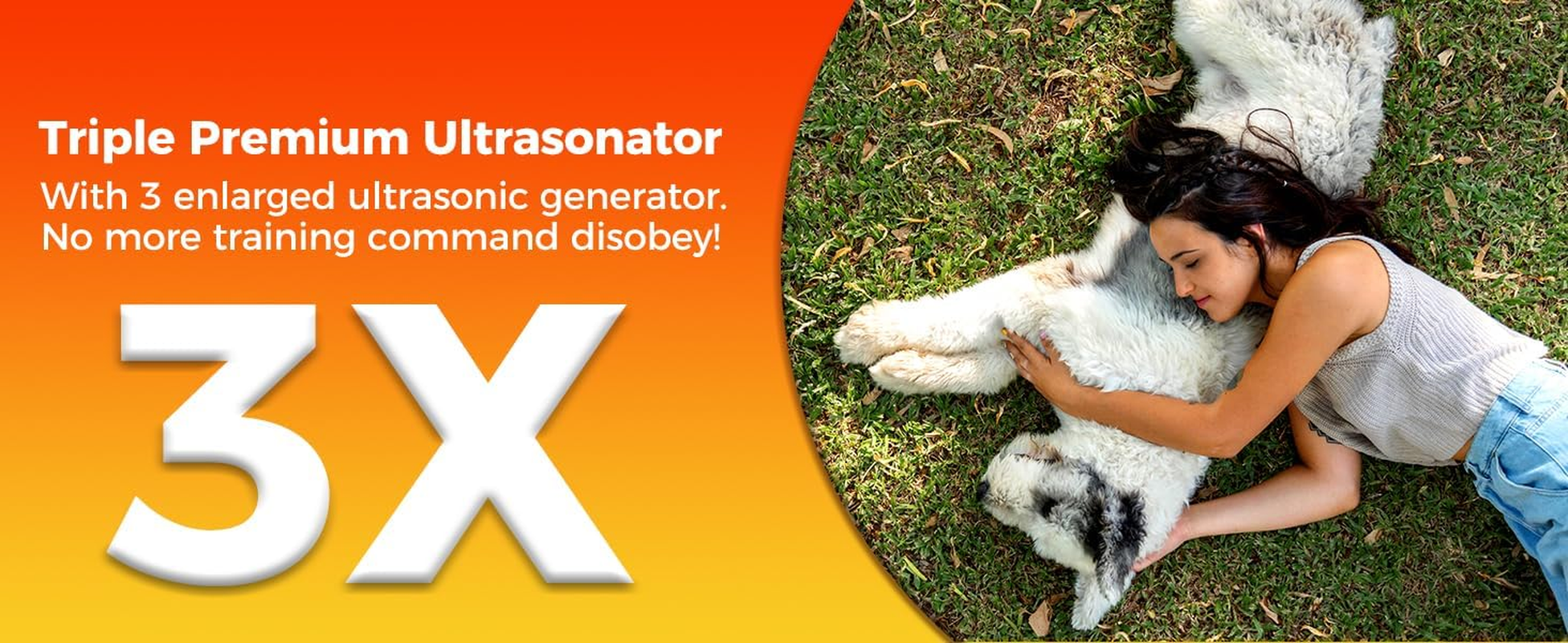 Ultrasonic Dog Bark Control Device - Rechargeable Anti-Bark Trainer with Beep, Flashlight, Triple Ultrasonic Heads, Dual Sonic Modes, 80FT Range, for Small Medium Large Dogs (5-120 Lbs, 6M-8Y) image number 6