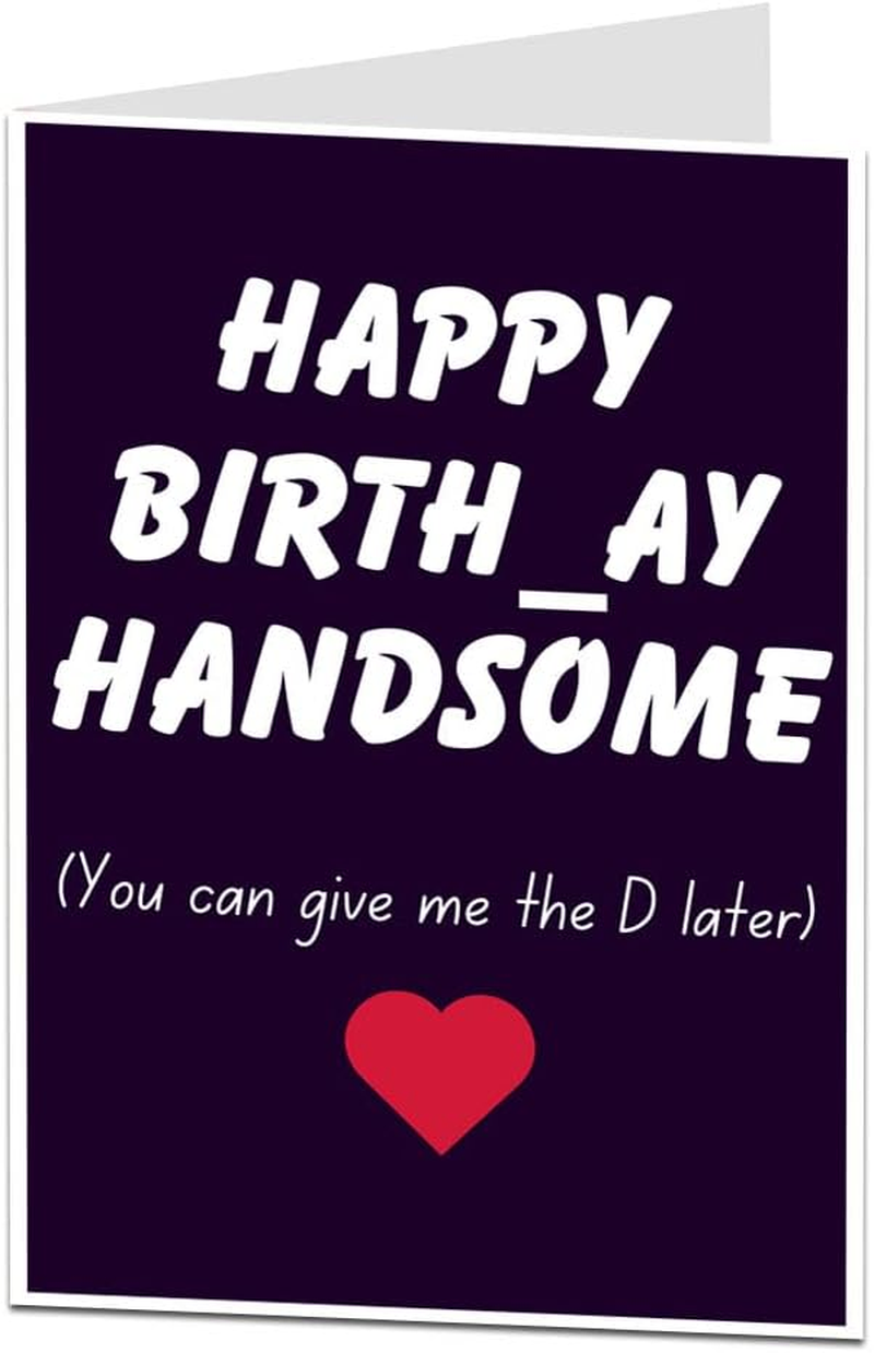 Limalima Funny Birthday Card for Him &ndash; Happy Birth_Ay Handsome &ndash; Give Me the D Later &ndash; Naughty Adult Humor for Boyfriend, Husband or Partner image number 2