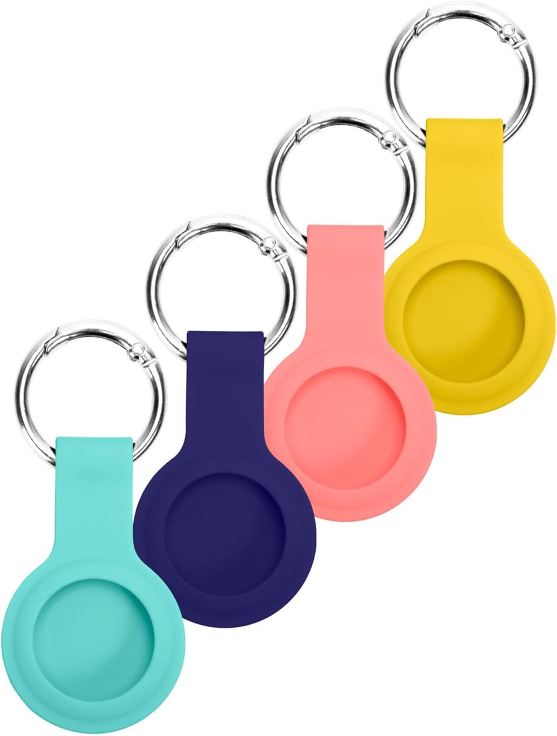 Laser Apple Airtag Holder with Keychain, Lightweight Anti-Lost Airtag Case, Scratch-Resistant Silicone Keyring for Pet Dog & Cat Tracker, Bags, Keys, and Luggage - 4 Pack (Vibrant Tropics) image number 4