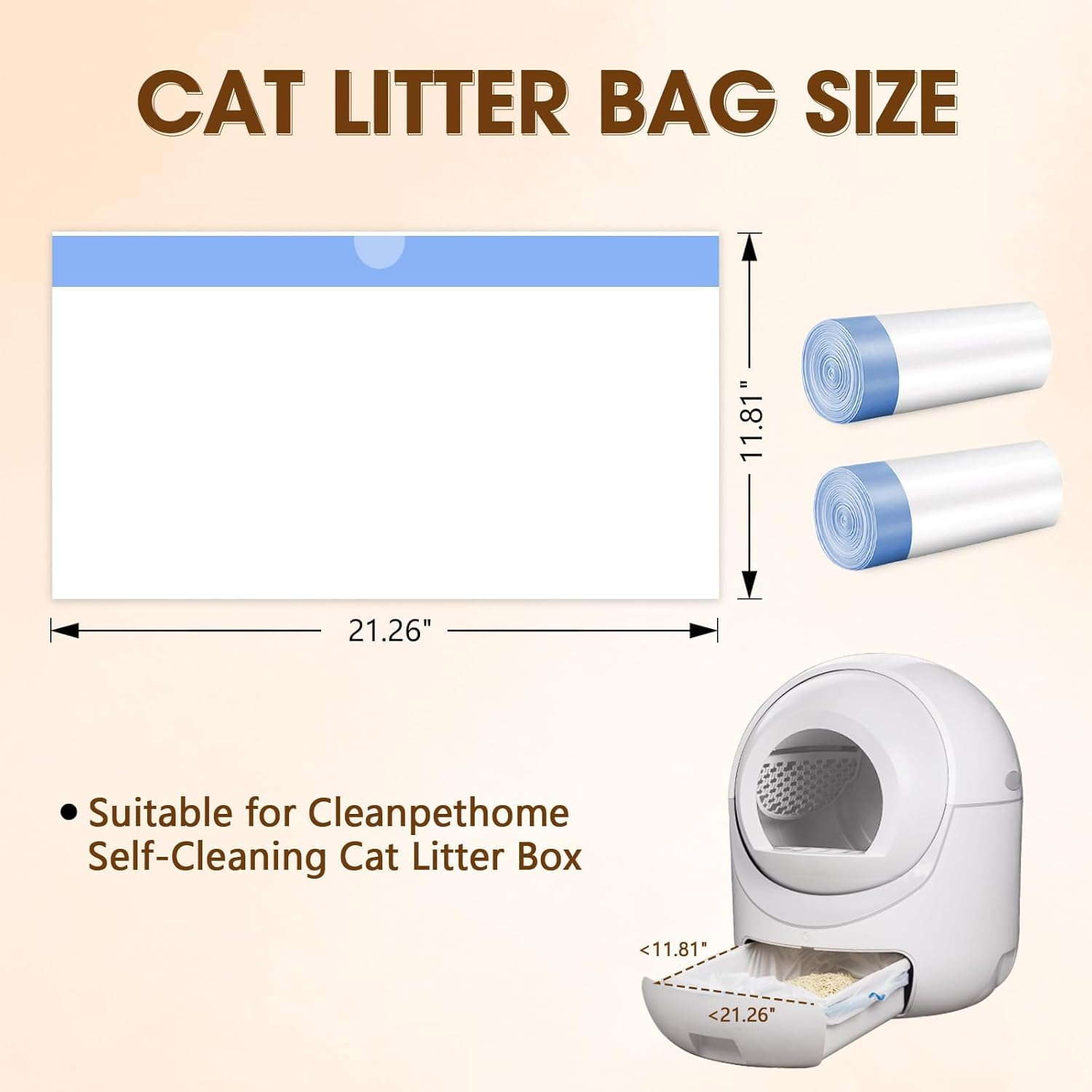 40 Count Extra Large Cat Litter Box Liners, Litter Waste Receptacles Bags for Giaceaw Self Cleaning Cat Litter Box image number 1