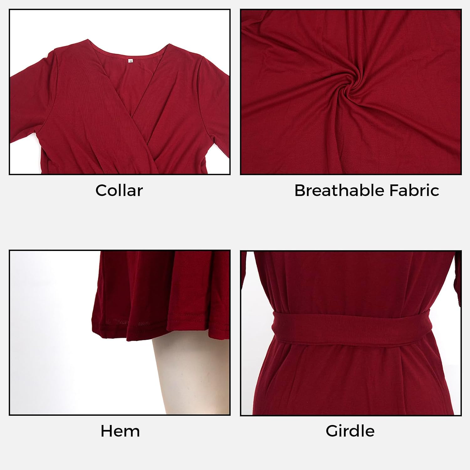 Maternity Summer Dress &ndash; Solid Color Casual Elbow Sleeve Pregnancy Dress for Women image number 4