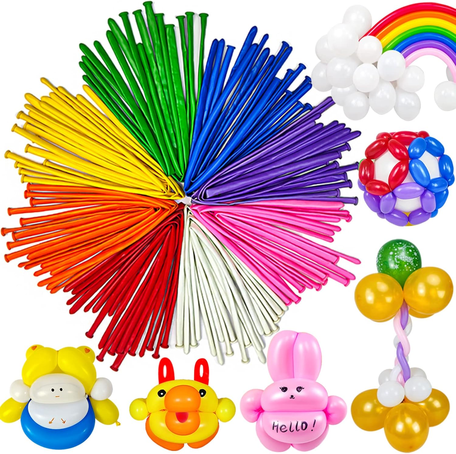 260 Balloons, Long Balloon Animal Twisting Balloons for for Animal Shape Birthdays Clowns Pack of 100(Multi) image number 2