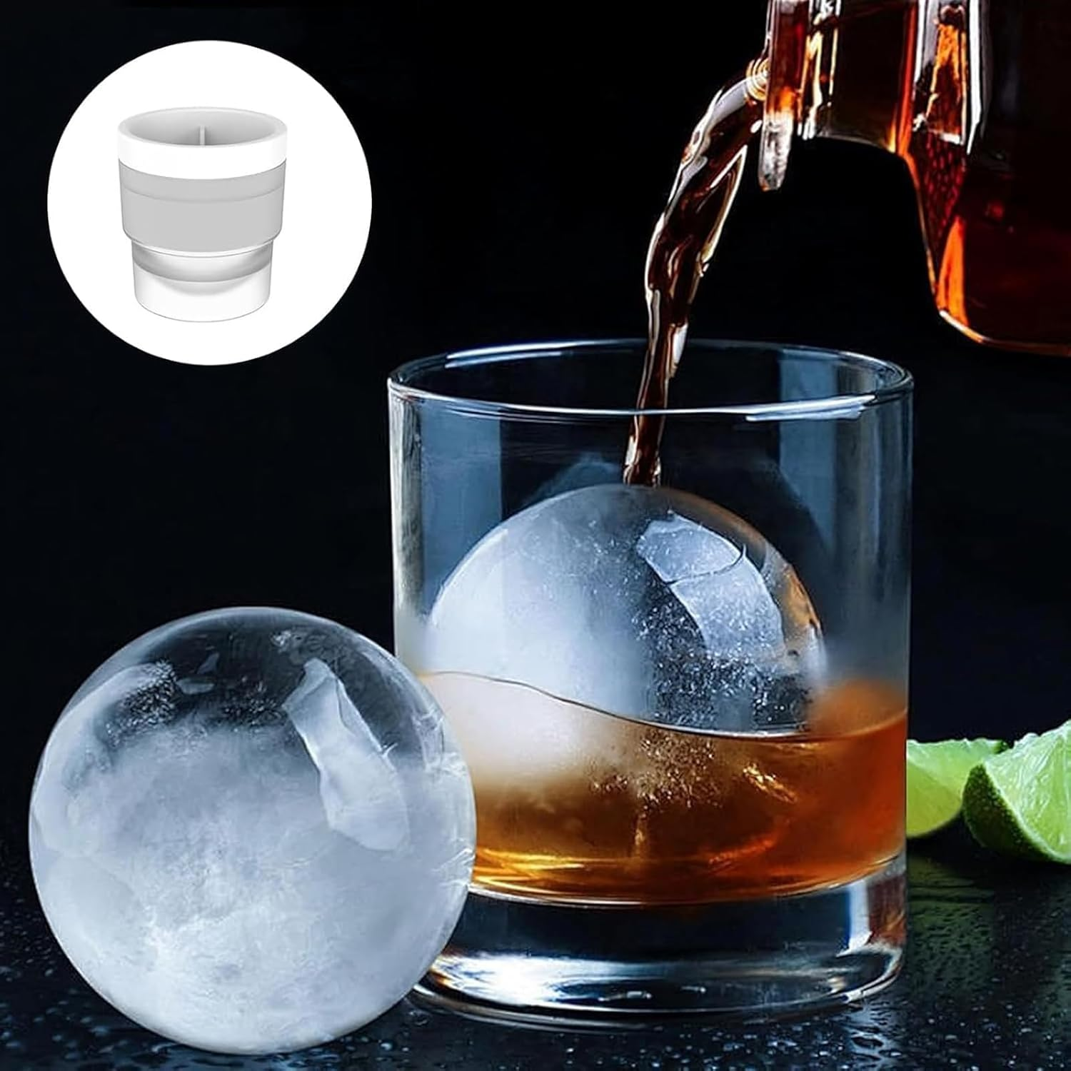 8 PCS round Ice Cube Mold, Ice Ball Mould (4 Blue + 4 White), Reusable Silicone Ice Cube Trays for Freezer, Large Ice Cubes for Whiskey, Cocktails, Coffee image number 4