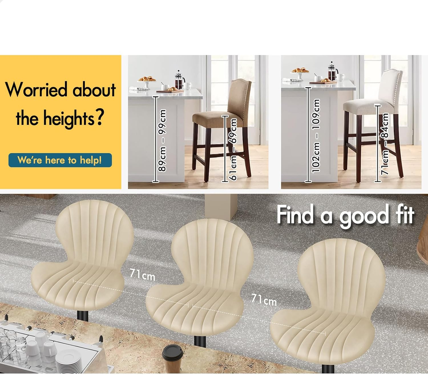 ALFORDSON 2X Bar Stool Gas Lift, Swivel Air Leather Bar Chairs, Counter Dining Chairs, Adjustable Kitchen Barstools in 64-85Cm Seat Height, Home Bar Dining Room Furniture, Stella Beige