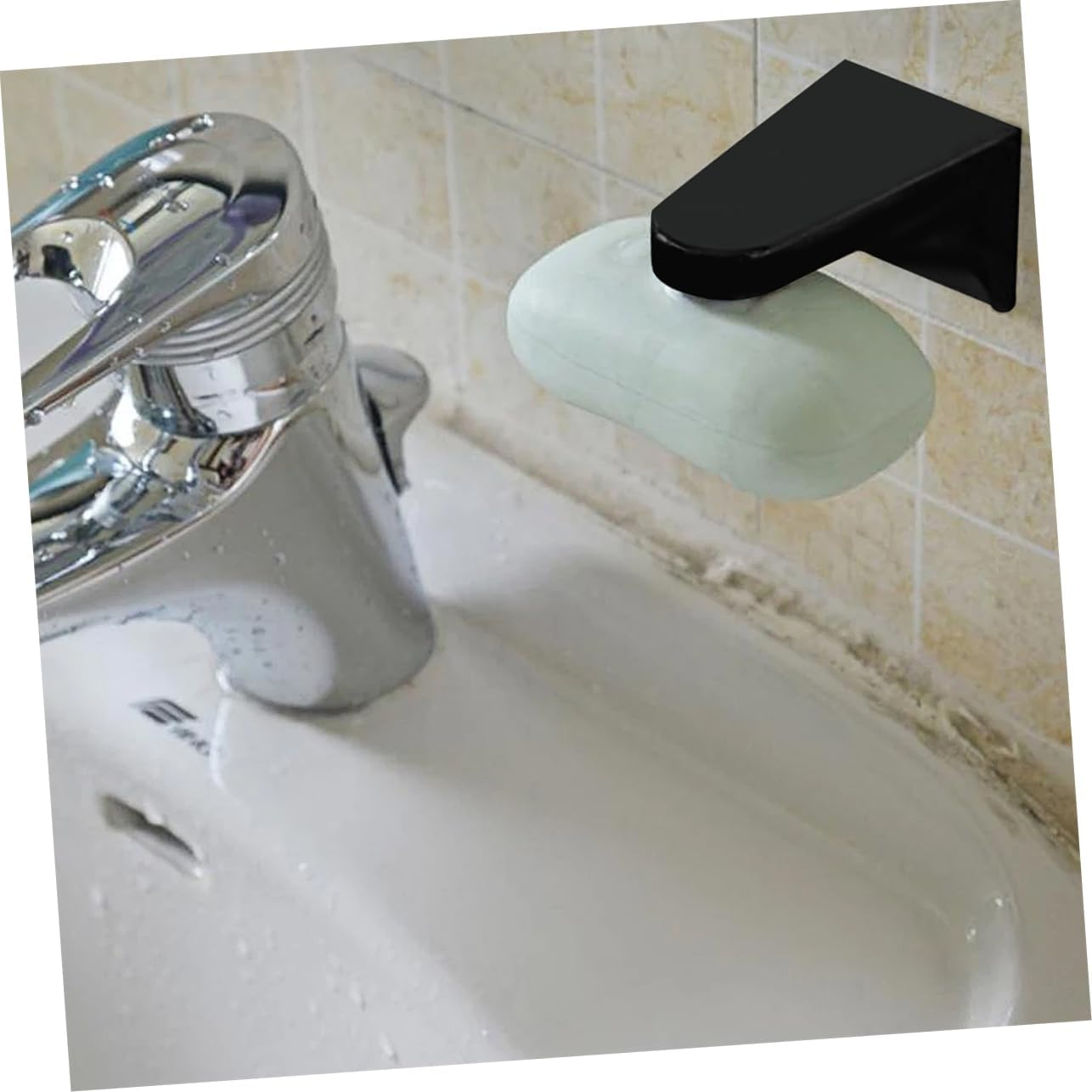 COMPUKAS Magnetic Soap Holder 2Pcs Frosted Black Wall Attachment Soap Storage Suitable for Bathroom and Shower Easy to Install image number 1