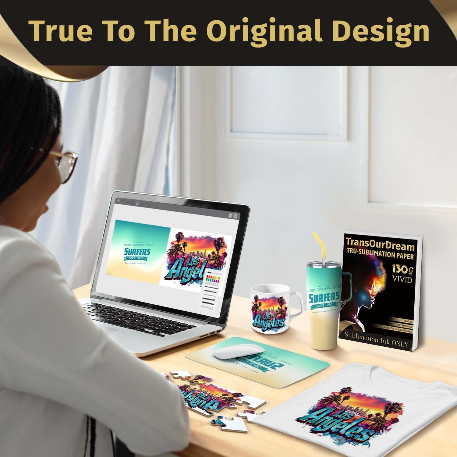 Transourdream 130G Tru-Sublimation Paper 8.5X11 100 Sheets, Work with Inkjet Printers, Sublimation Heat Transfer Paper for T Shirts Mugs and Sublimation Blanks, Only Compatible with Sublimation Ink