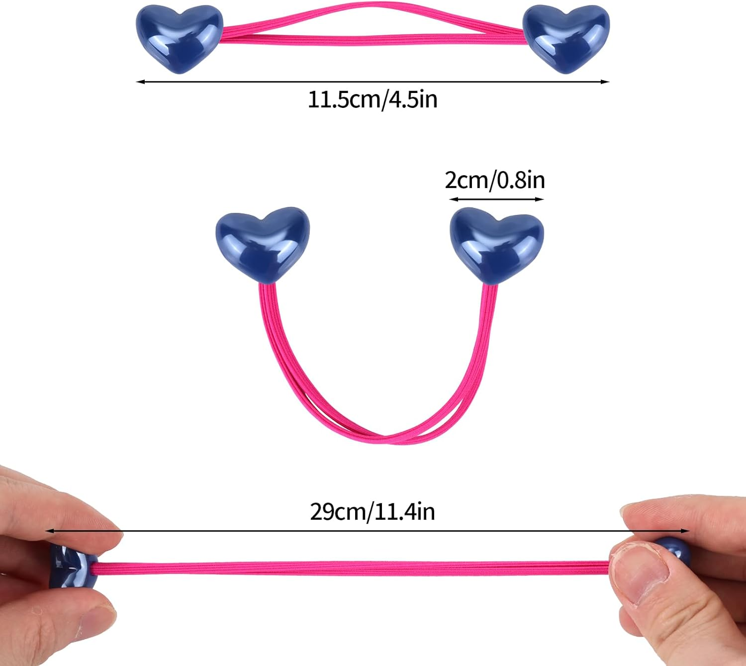 Lasuroa 14 Pcs Ball Charm Hair Ties for Little Girls, Double Heart Shaped Beads Elastic Hair Bands Cute Ponytail Holders for Toddler Girls Hairstyle Accessories image number 3