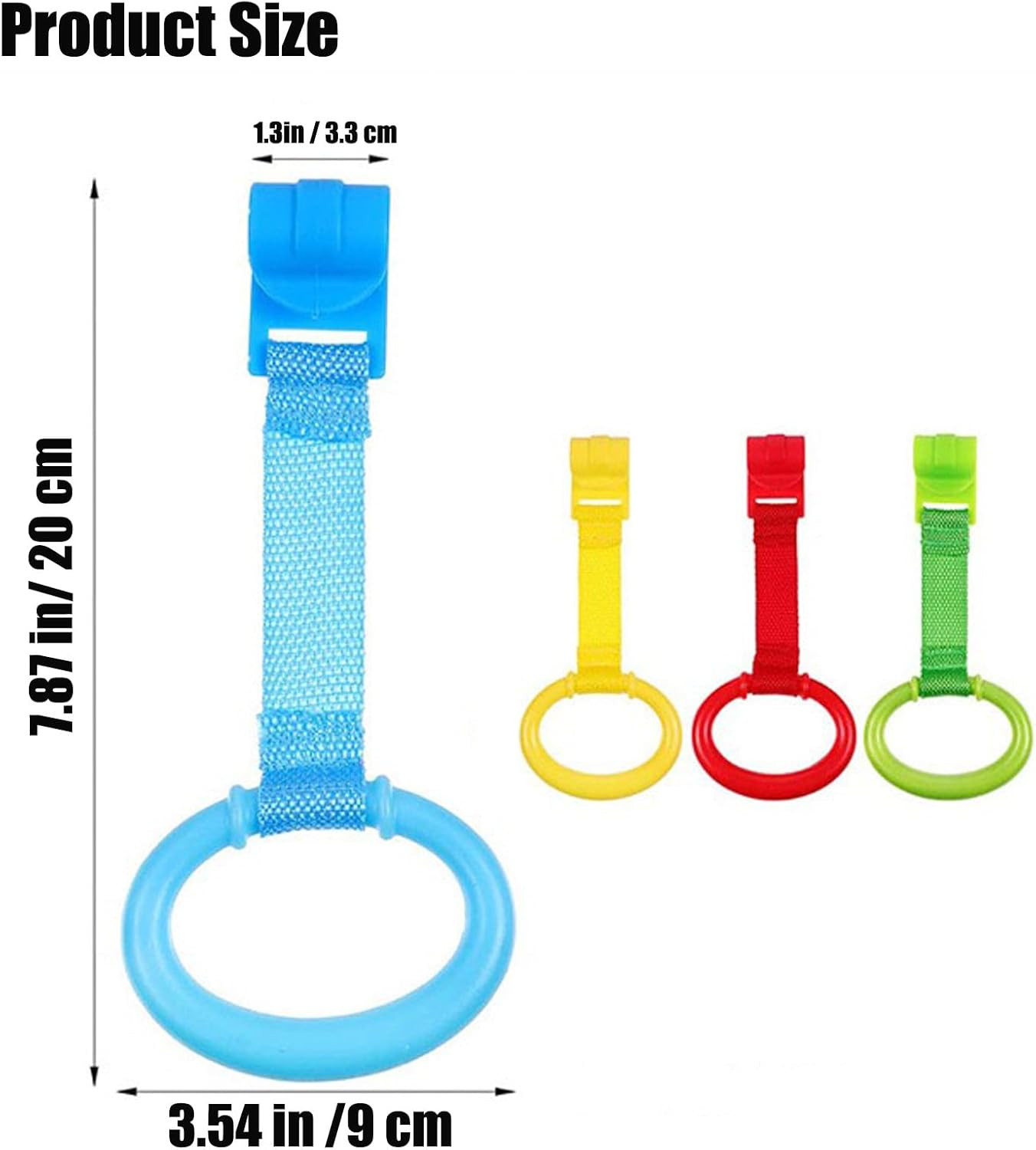 Pandaear 8 PCS Baby Pull up Rings, Toddler Walking Exercise Stand up for Playpen & Crib, Infant Cot Hanging Rings for Kids image number 5