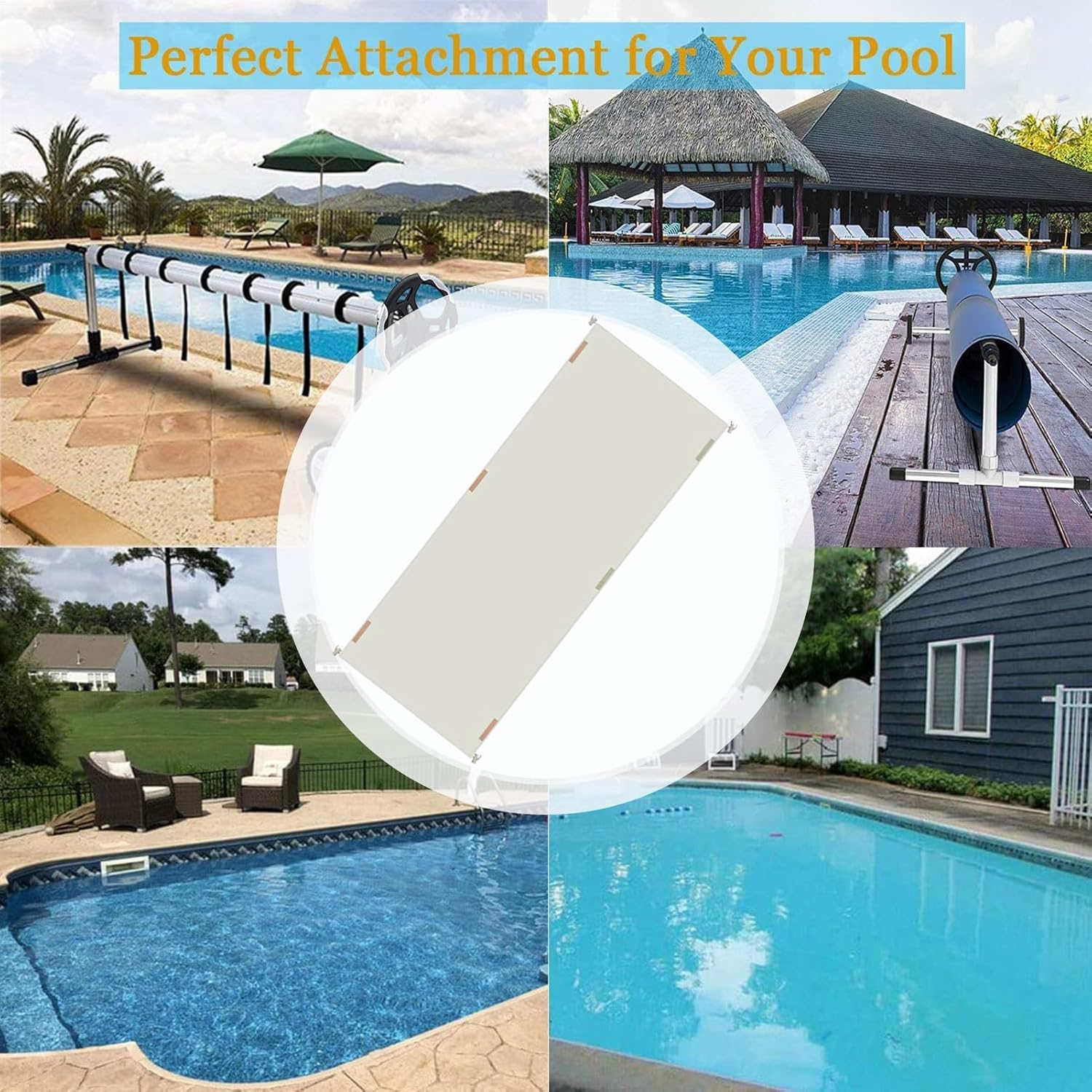 Pool Reel Cover,Waterproof Pool Blanket Cover | Heavy Duty UV Resistant 210D Oxford Cloth Shield for Garden Outdoor Backyard Indoor - Beige 490*96Cm image number 2