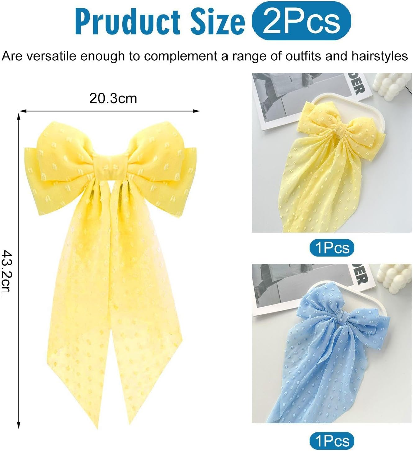 Pack of 2 Bow Hair Pins, Simple and Cute Hairpin, Girls' Hair Pin, Hairstyle Decorations, Hairdresser Design Accessories.