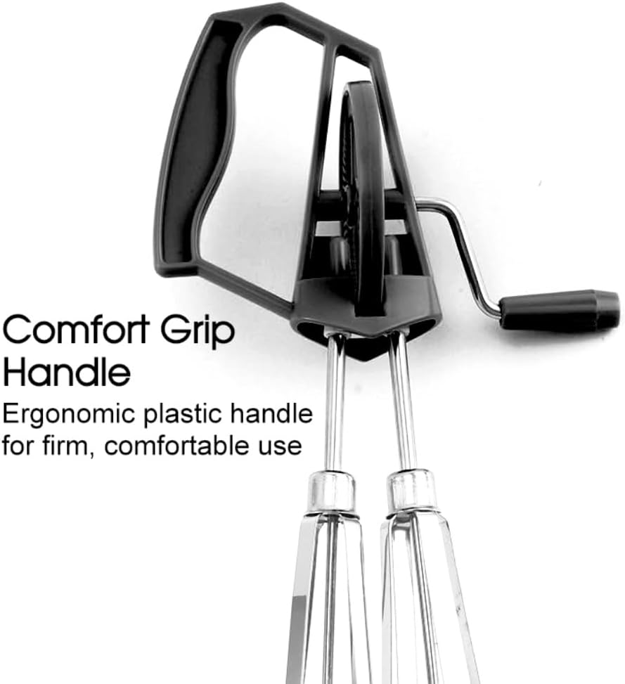OZSTOCK Manual Hand Mixer Stainless Steel &ndash; Egg Beater & Dough Whisk with Comfort Grip Handle &ndash; Rotary Whisk Tool for Baking, Whipping Cream, Mixing Batter &ndash; 6.5X25.5Cm, No Electricity Needed (1)