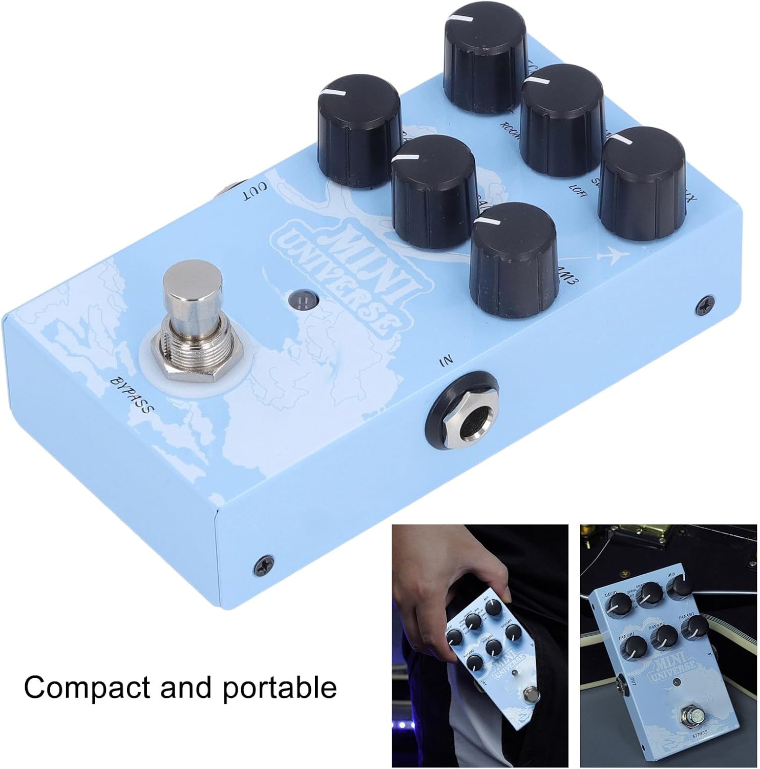 Guitar Effect Pedal, Digital 9 Reverb Guitar Effects Pedal, Room Hall Plate Spring Shimmer Cloud Bloom Swell Lofi, Multi Effects Guitar Pedal with True Bypass Mode image number 3
