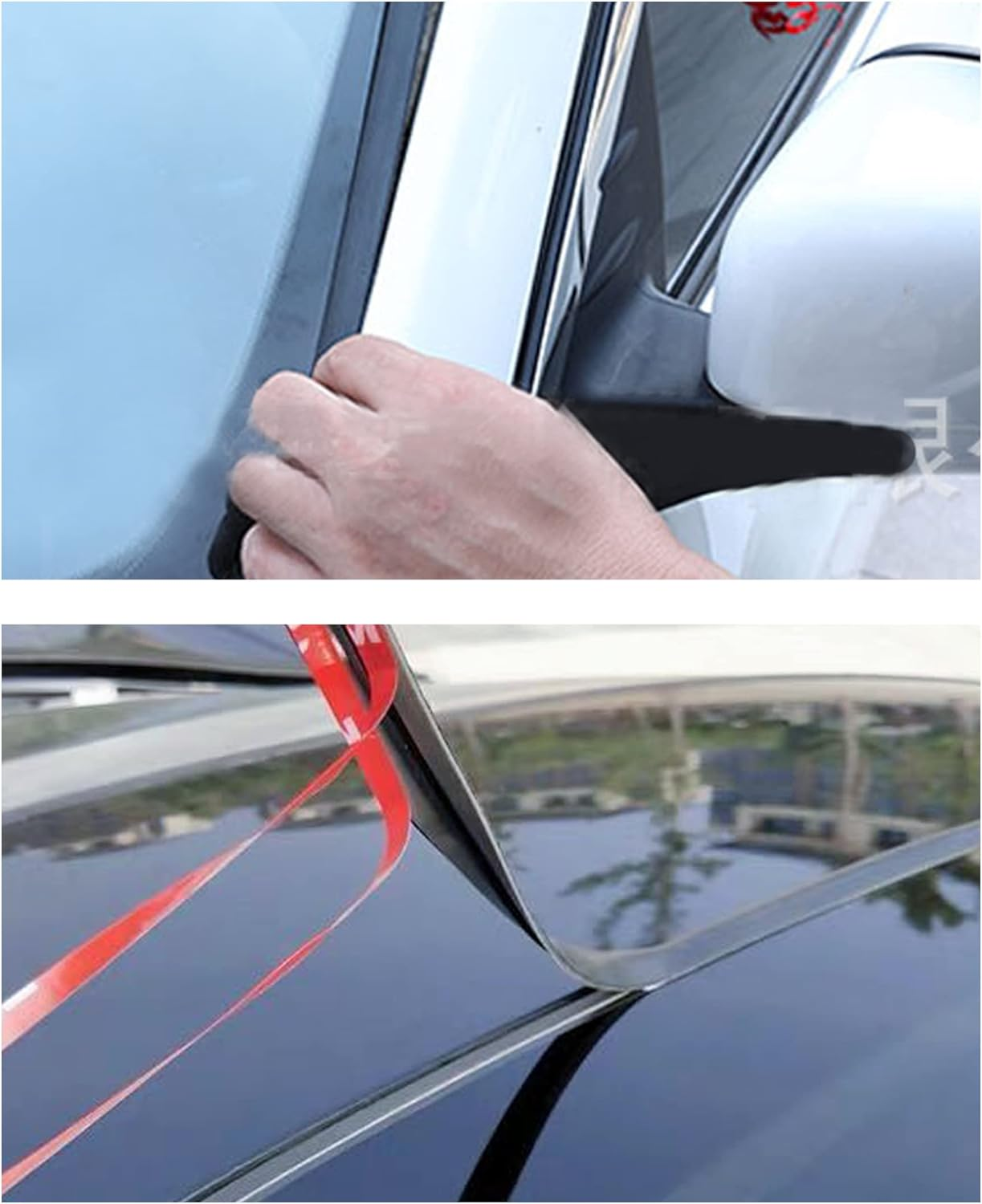YAKEFLY 2 Pieces Windshield Rubber Seal Windshield Trim Stripping,22 Ft Windshield Rubber Seal,Car Weather Stripping T Shape Sealing Strip for Car Front Rear Windshield image number 1